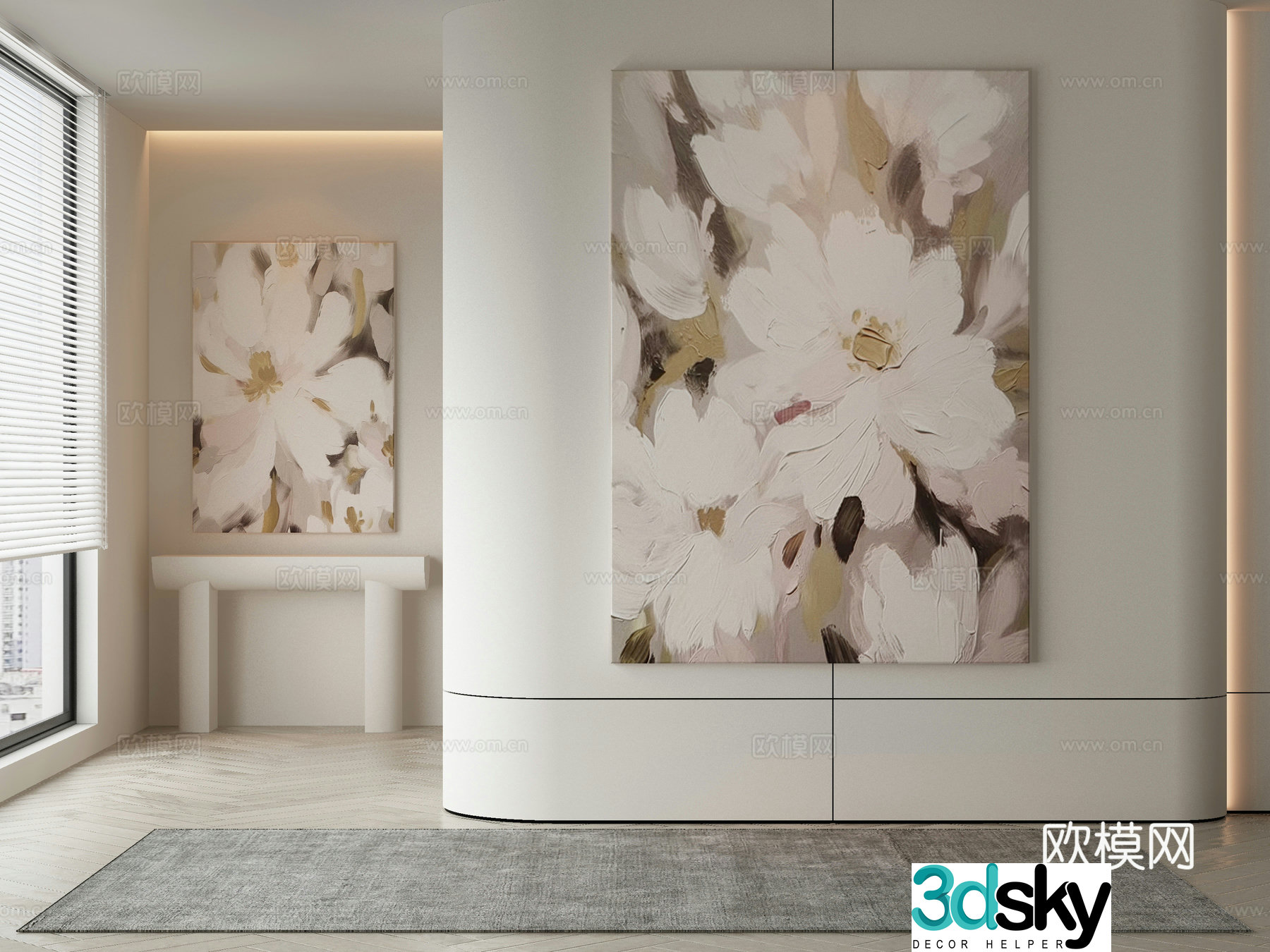 Modern flower painting decorative painting 3d model