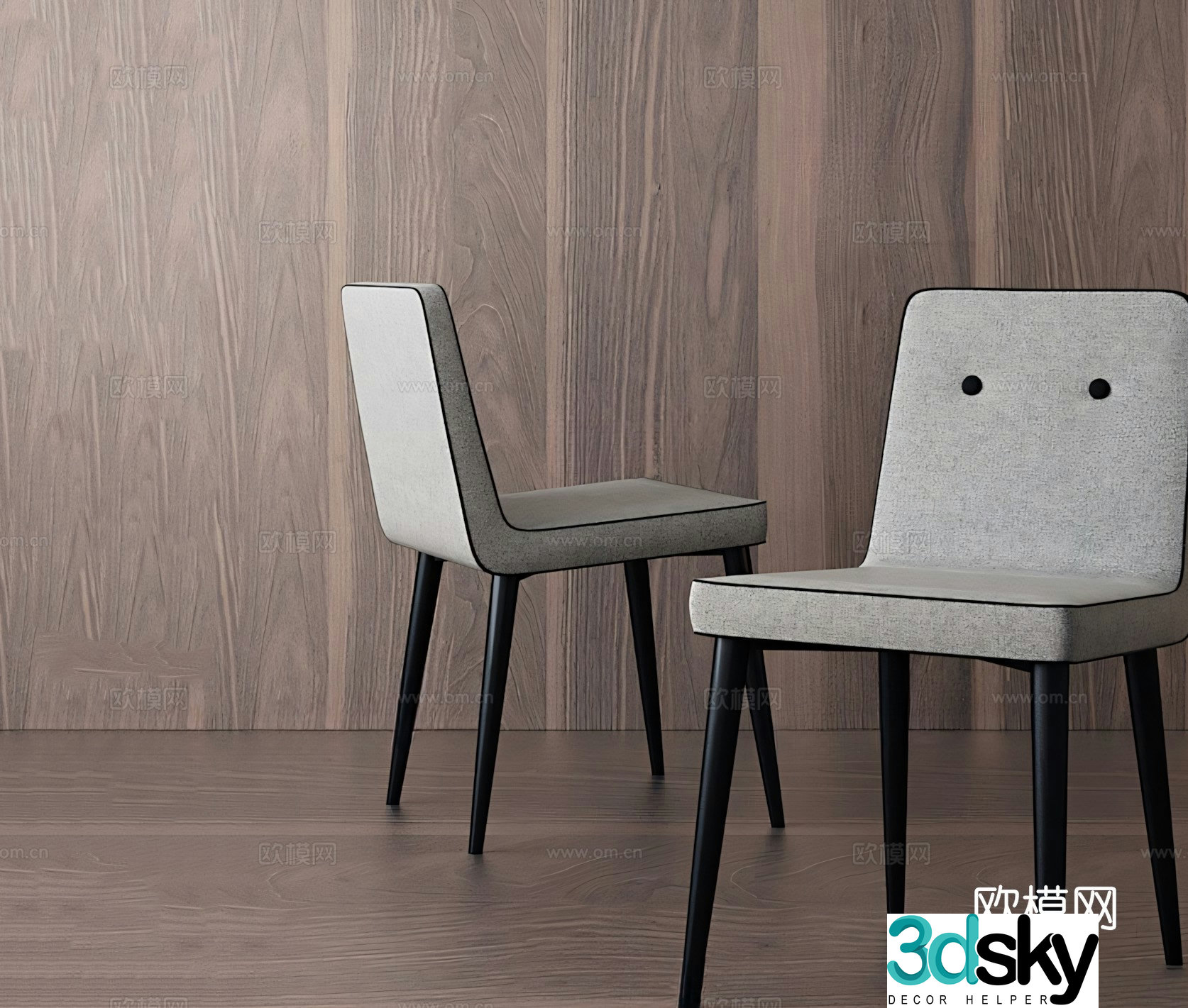Modern dining chair single chair wooden chair armchair cloth chair 3d model