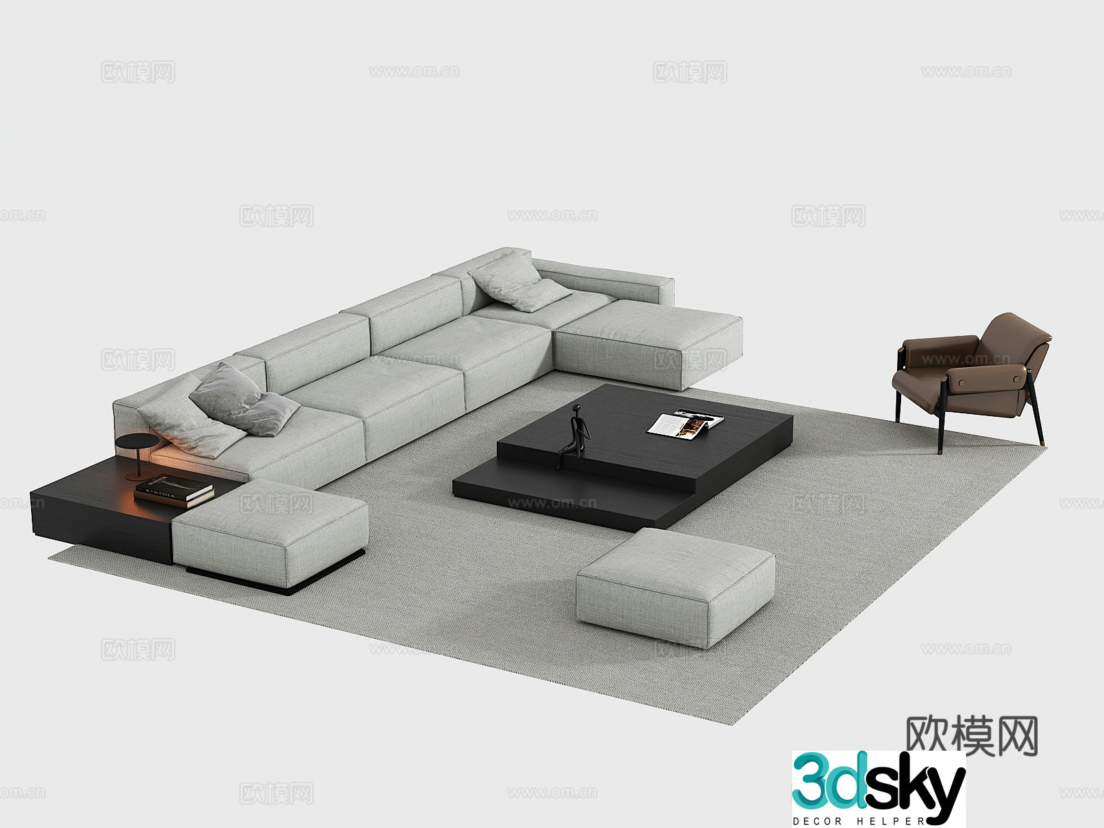 Modern sectional sofa 3d model