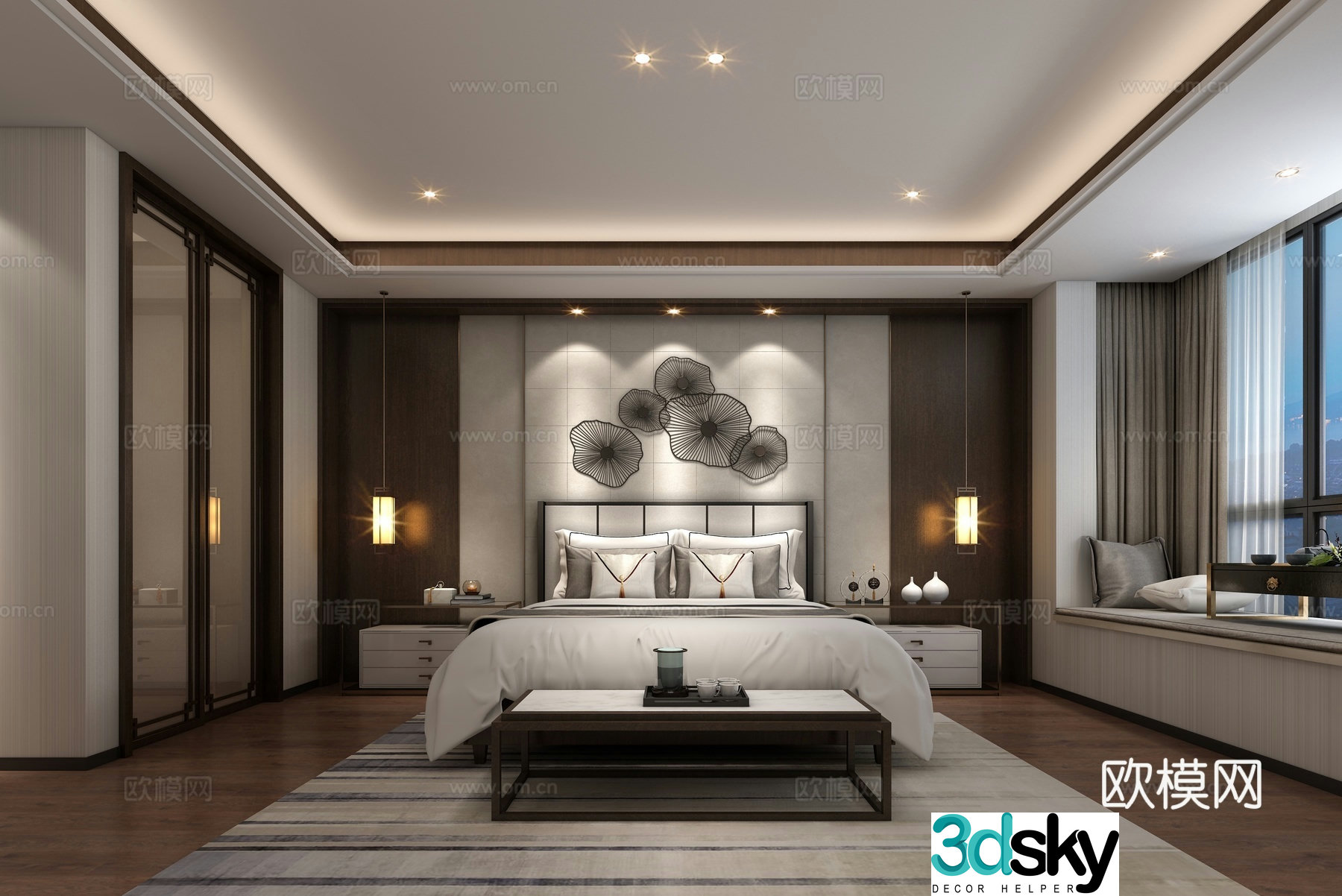 New Chinese style bedroom master bedroom 3d model