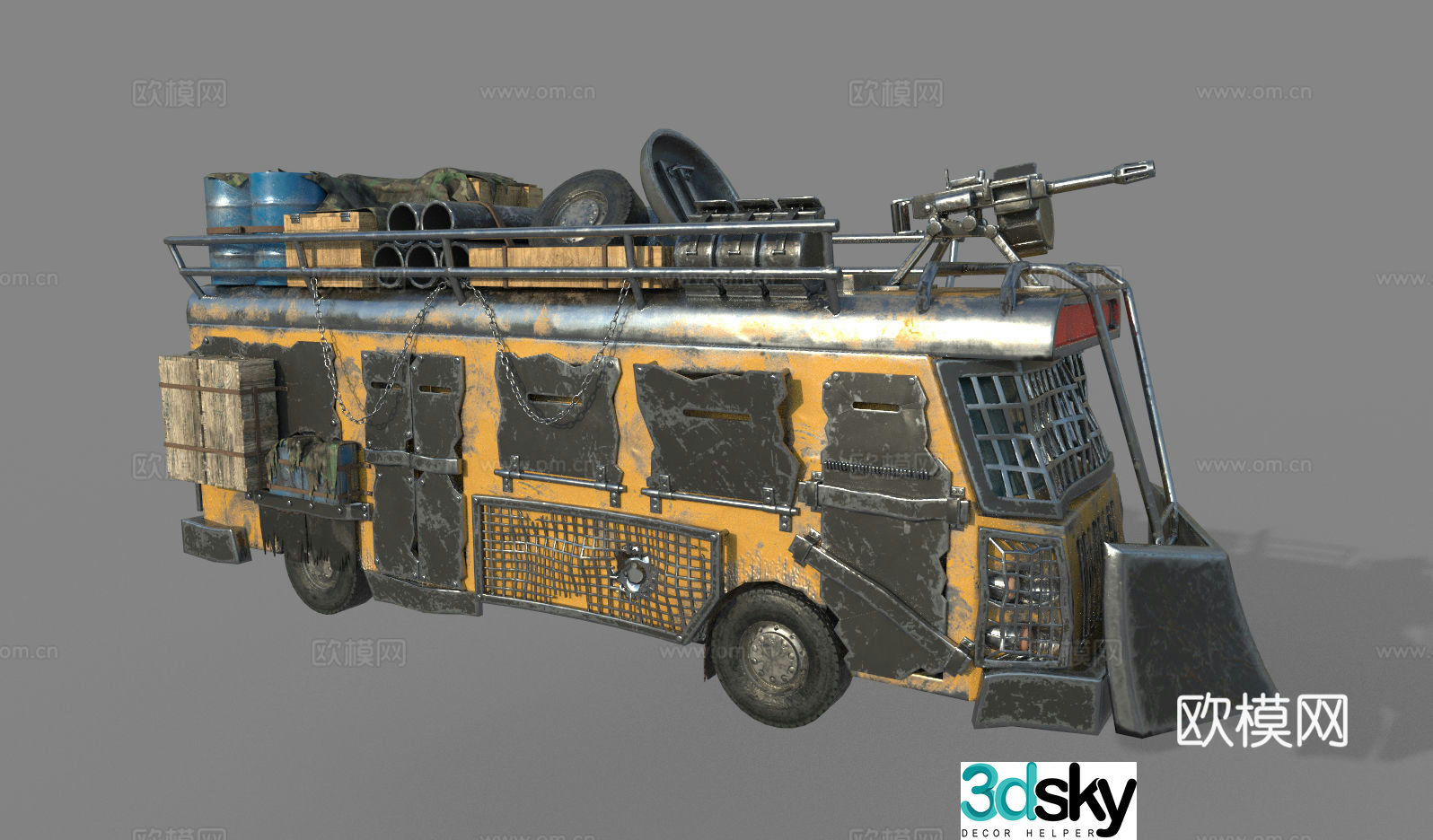 Industrial style doomsday chariot wasteland car doomsday car 3d model