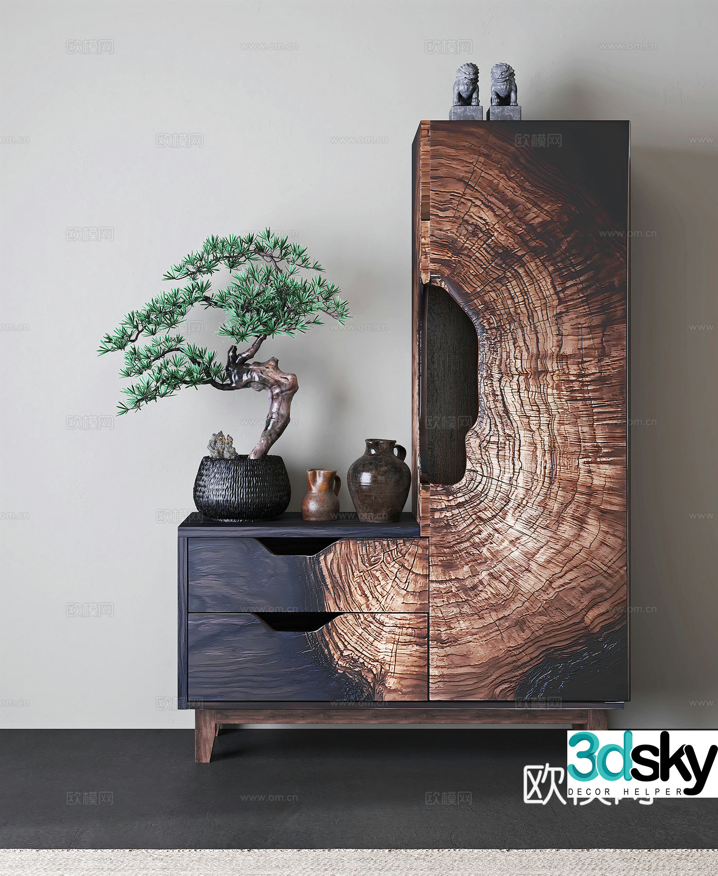 New Chinese style entrance cabinet 3D model