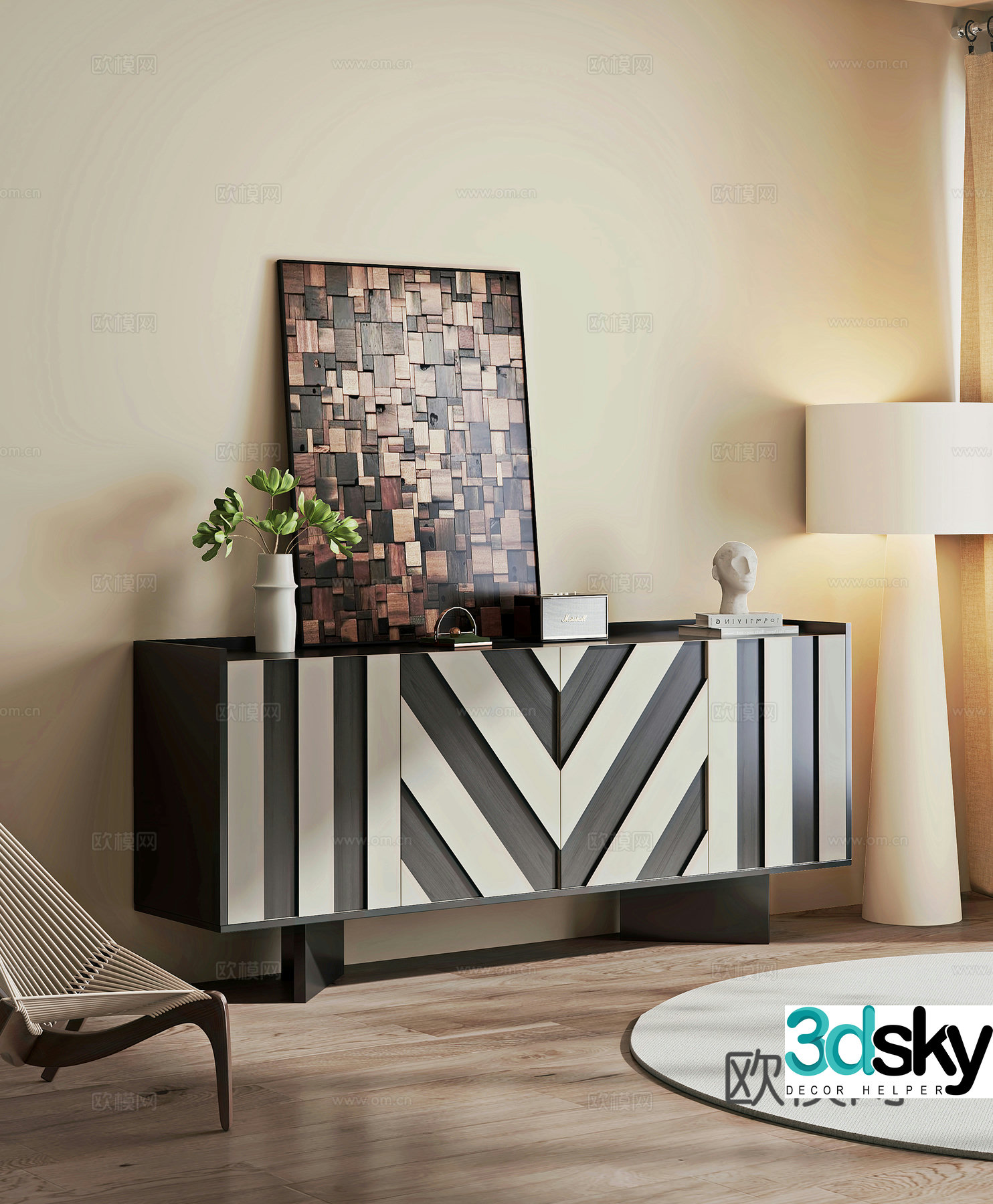 Modern entryway cabinet 3d model