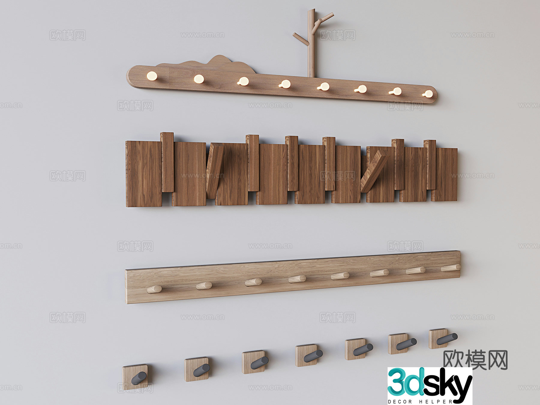 Medieval style coat rack piano keys coat hook hook 3d model