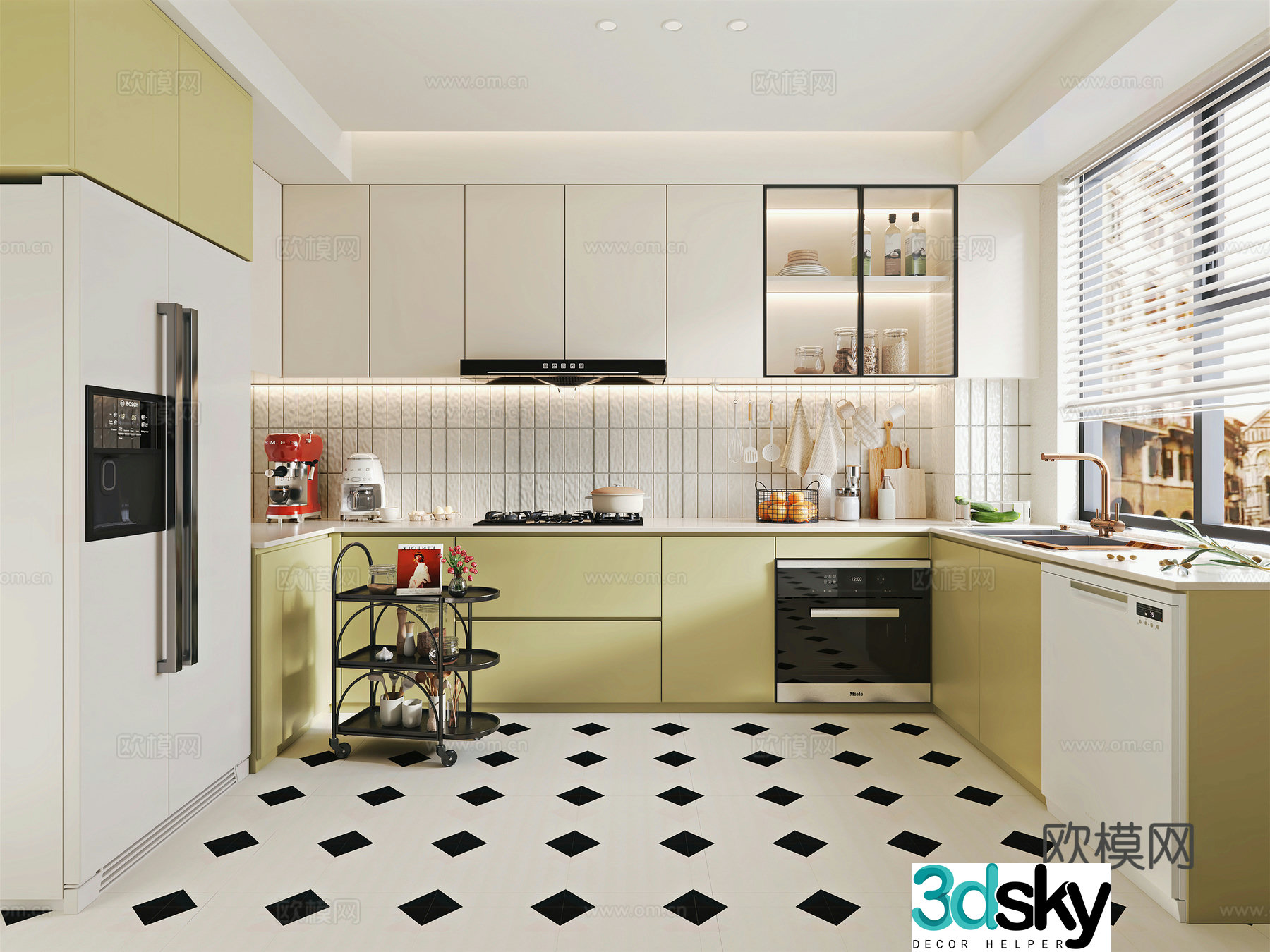 Cream style kitchen 3d model