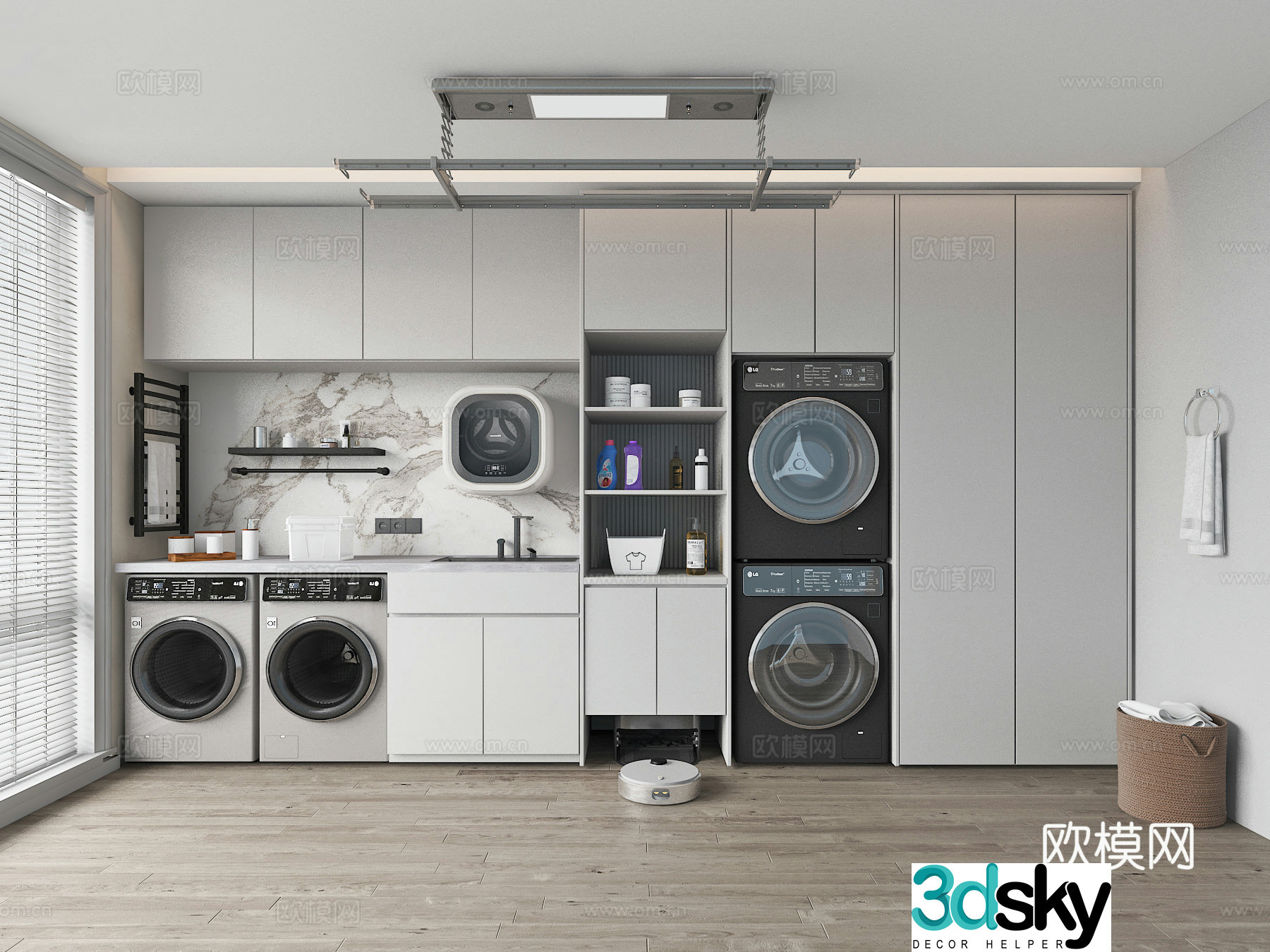 Modern balcony washing machine cabinet 3d model