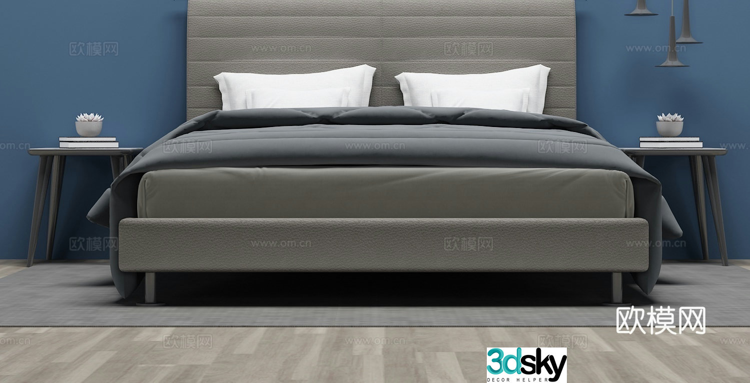 Modern double bed 3d model