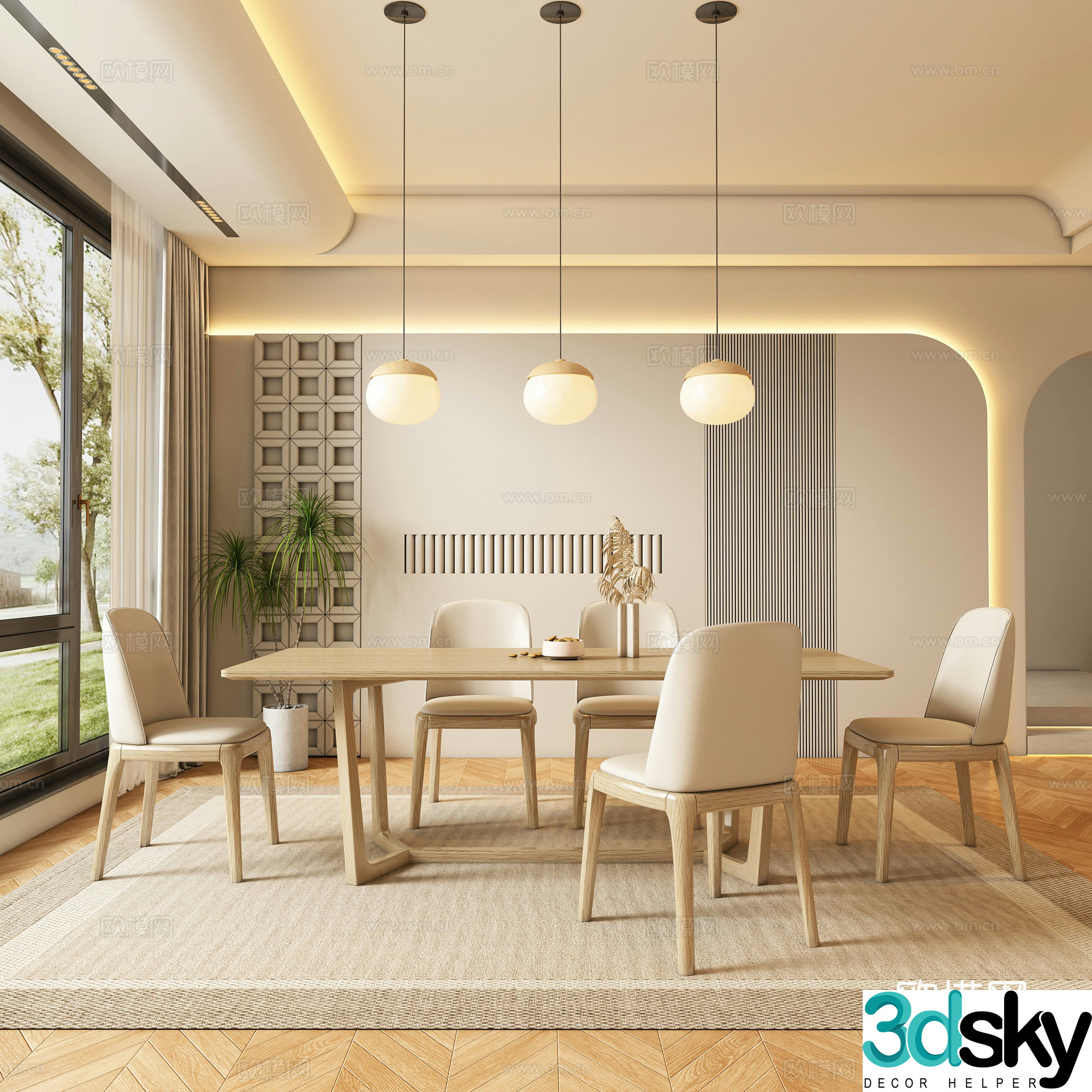Cream style restaurant 3d model