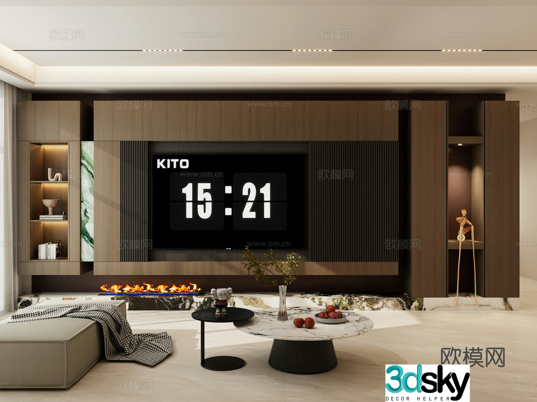 Italian TV background wall 3D model