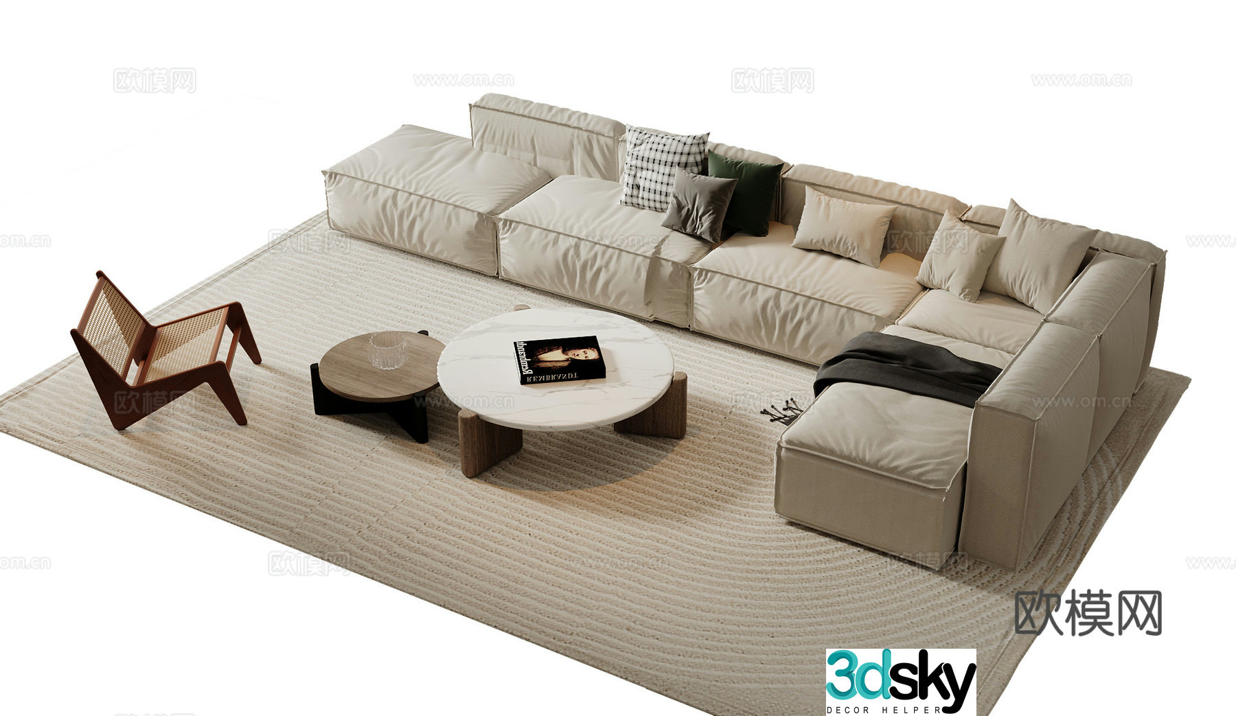 Cream style modular sofa 3d model