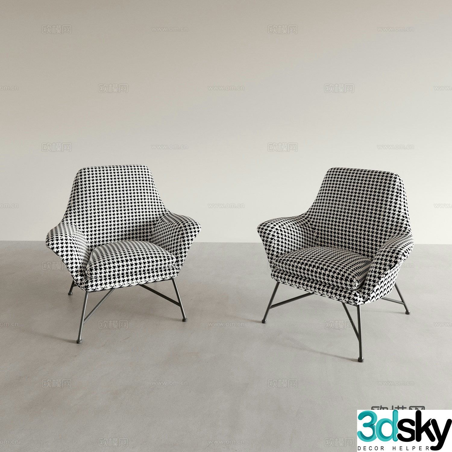 Modern leisure chair sofa chair back chair 3d model