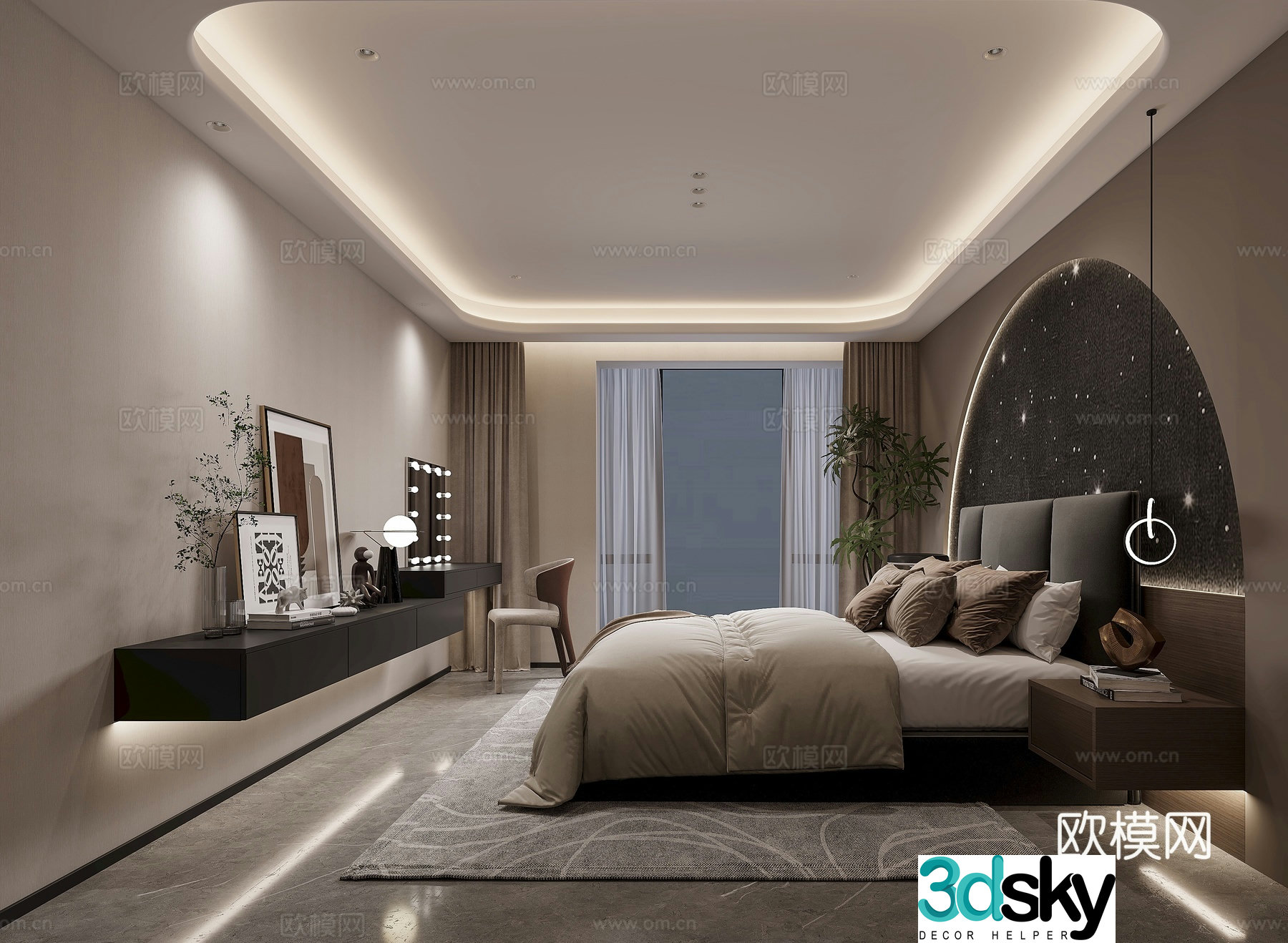 Light luxury bedroom master bedroom 3d model