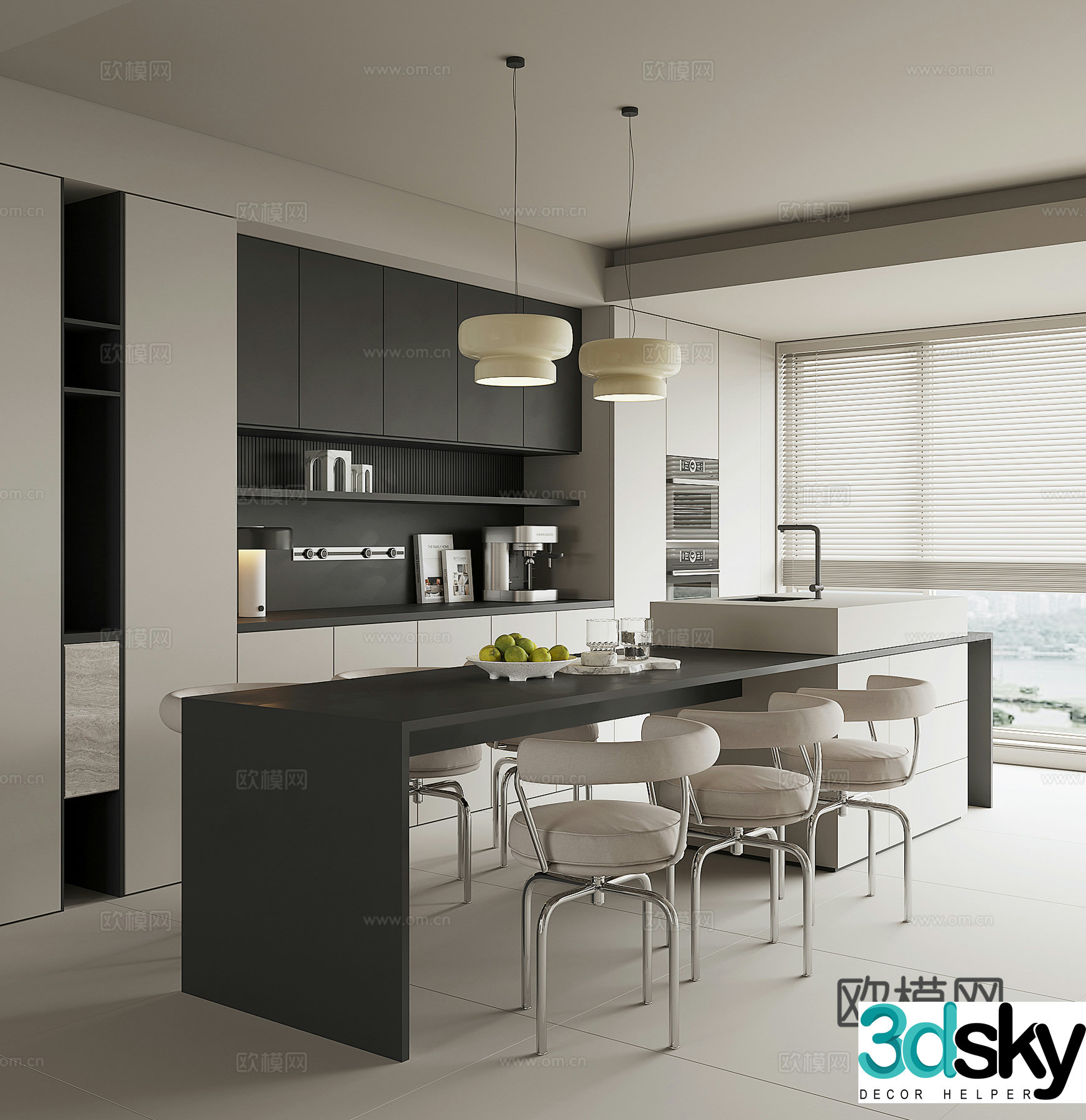 Modern island restaurant 3d model