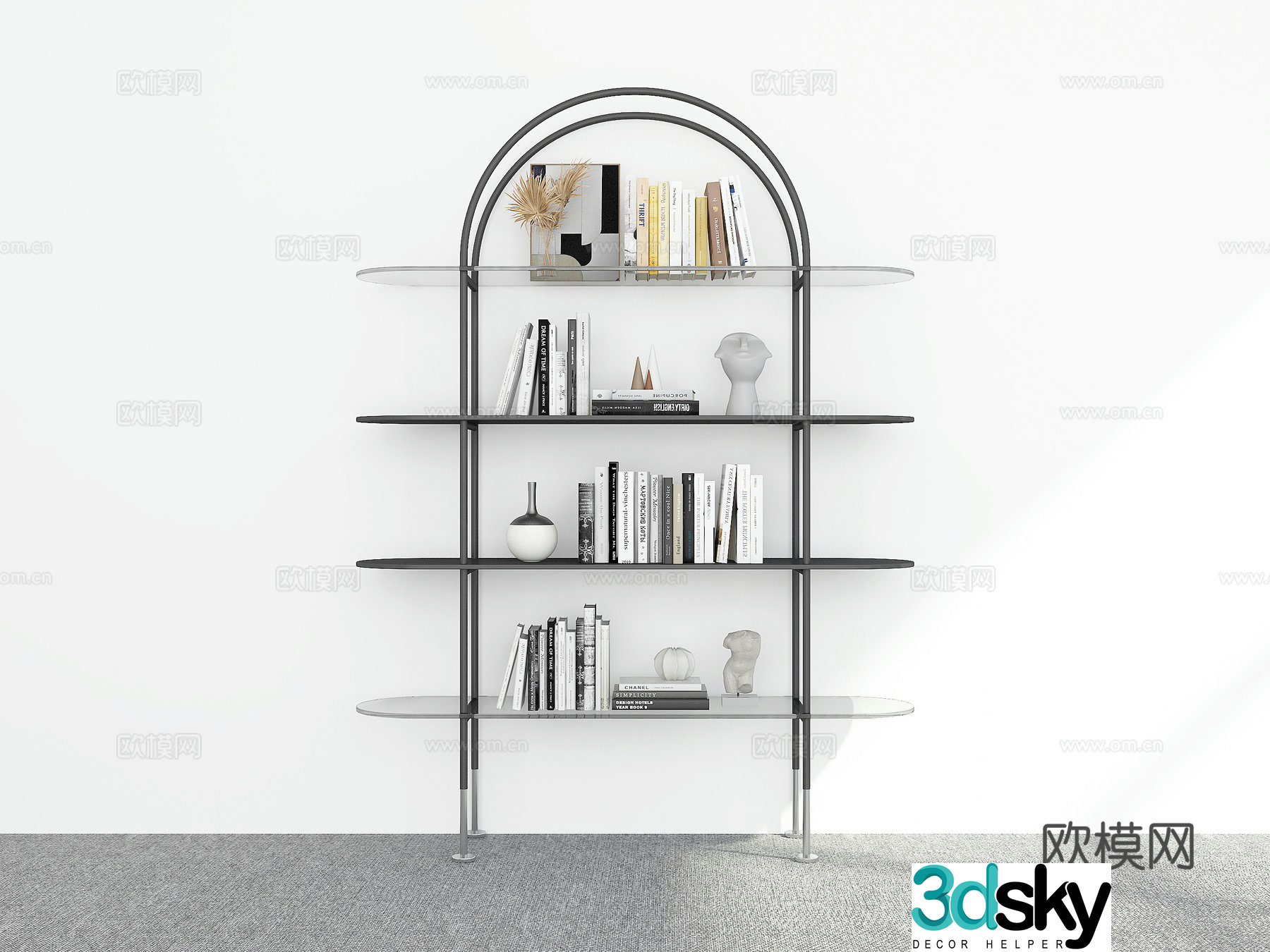 Modern metal bookshelf 3d model