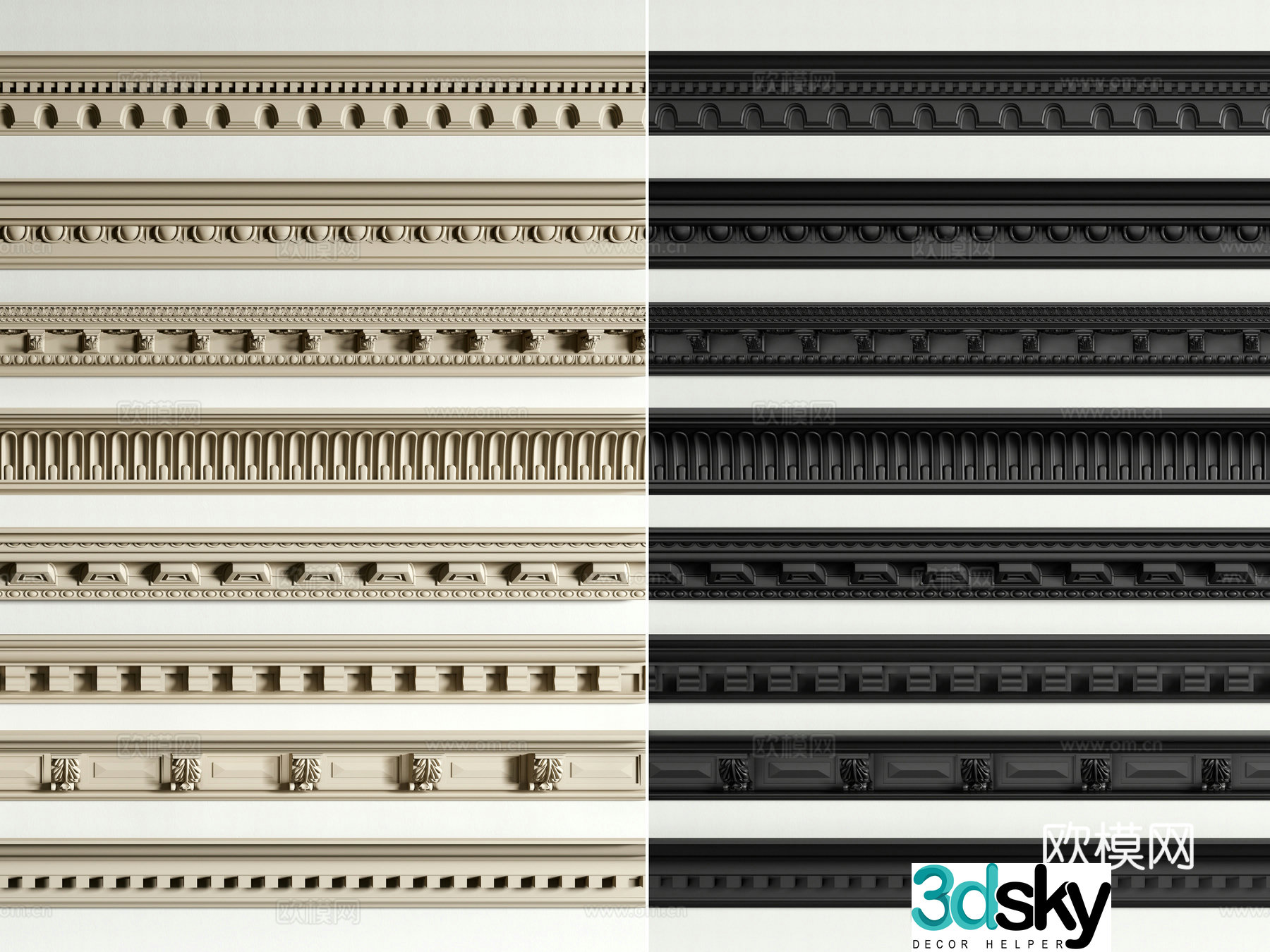Simple European plaster line lines ceiling corner line inner corner line 3d model