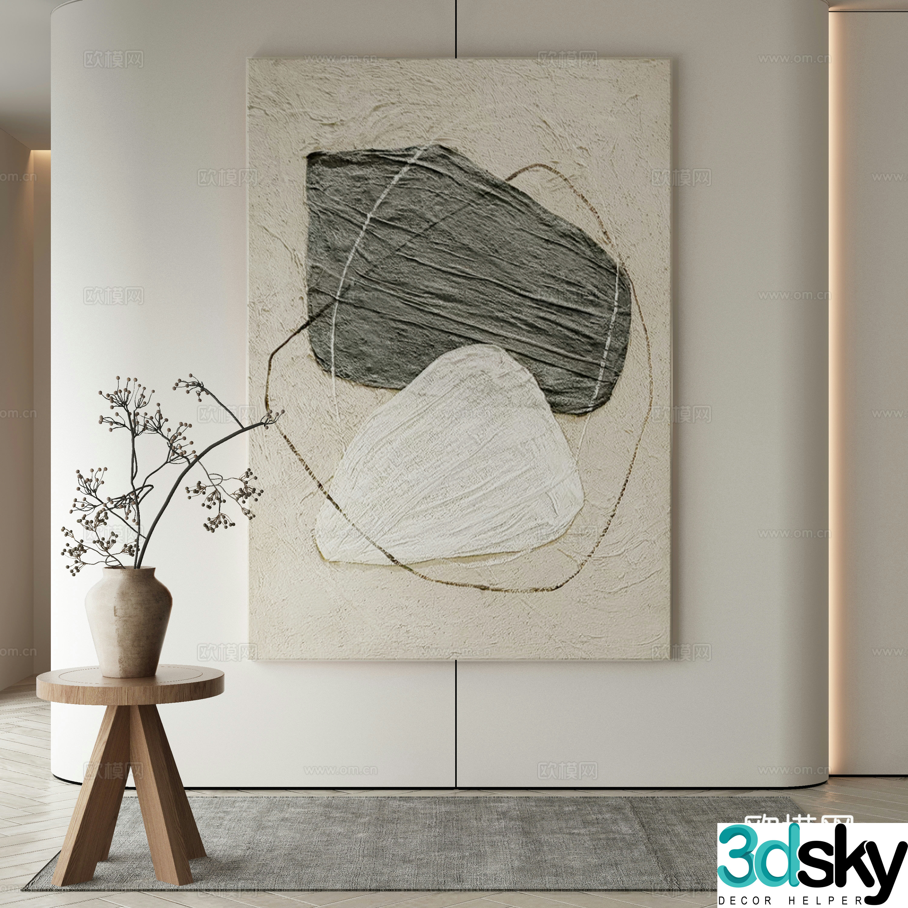 Modern decorative painting abstract painting texture painting 3d model