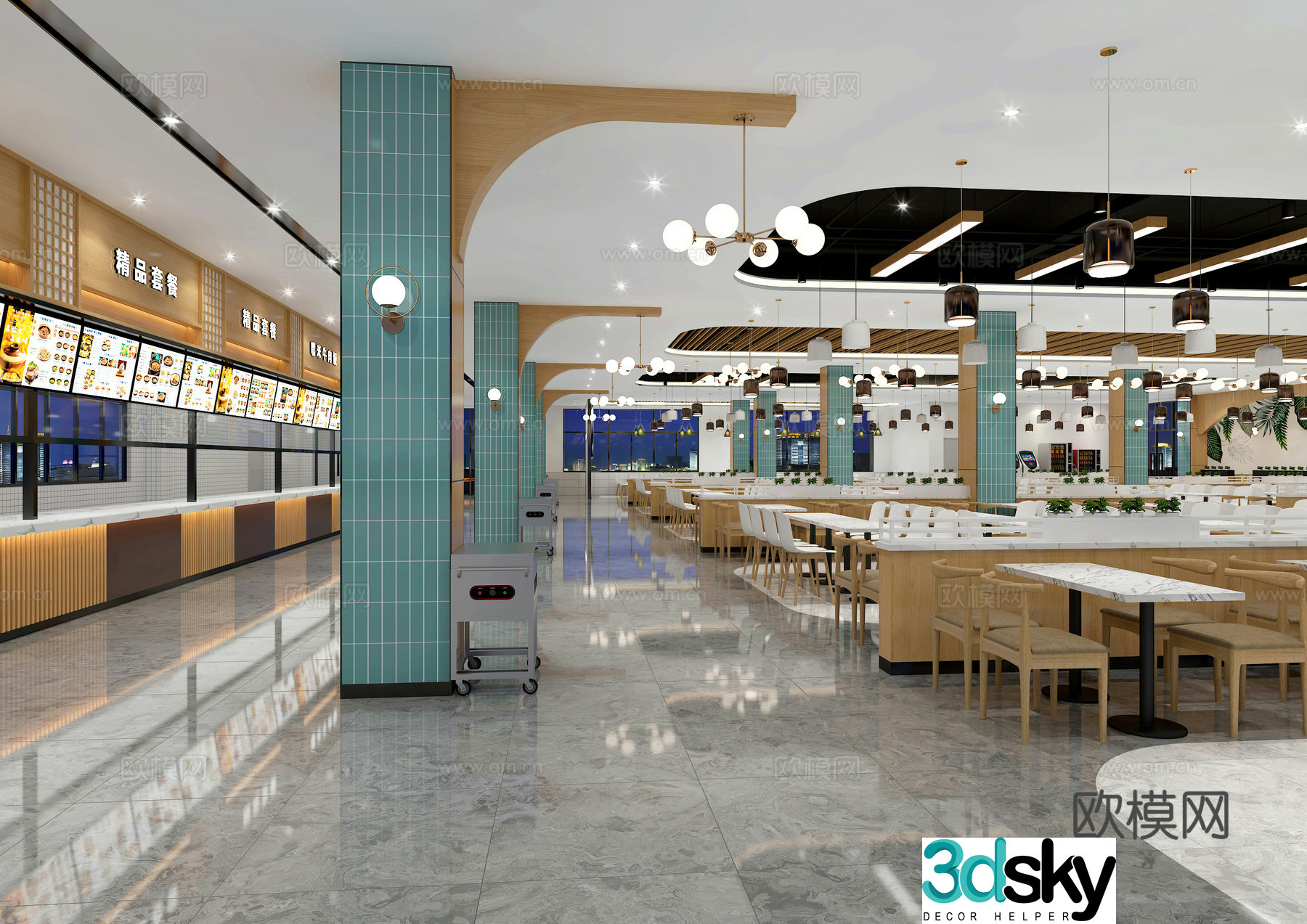 School cafeteria university cafeteria staff restaurant 3d model