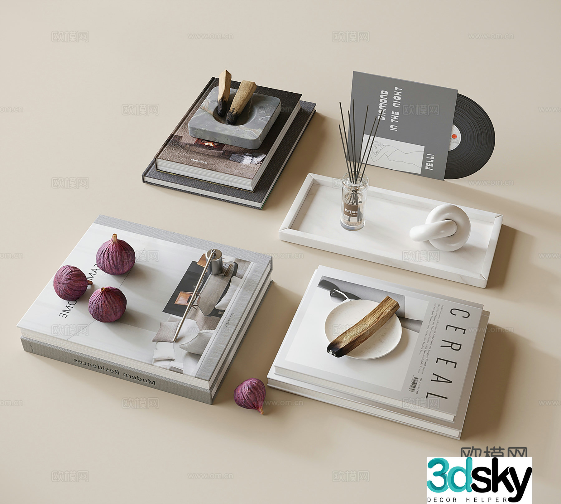 Modern book books ornaments 3d model