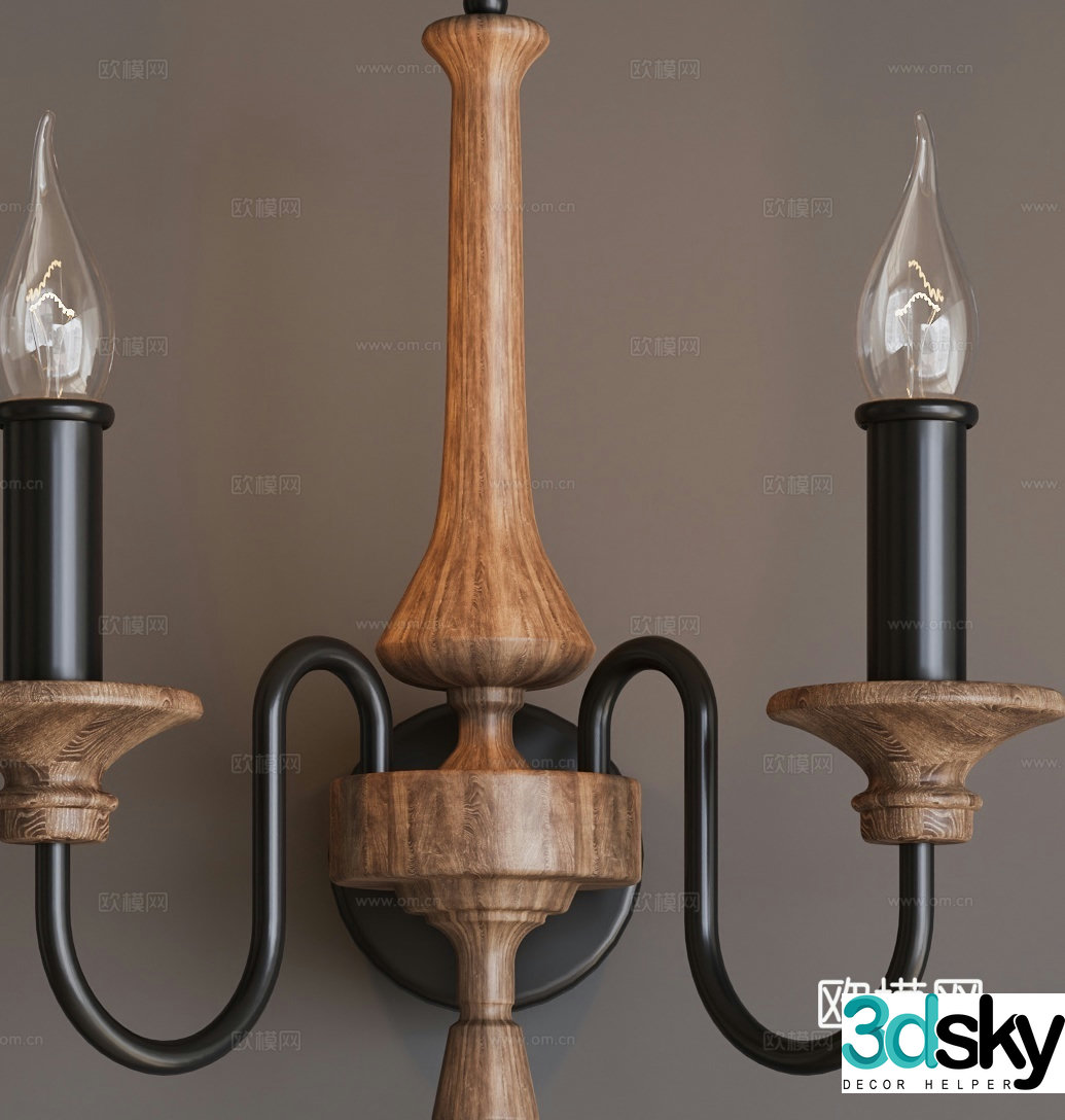 Medieval style wall lamp retro wall lamp 3d model