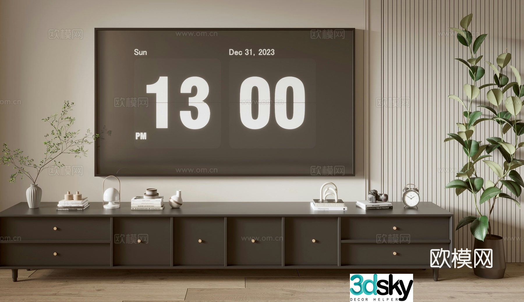 Modern black tv cabinet 3d model