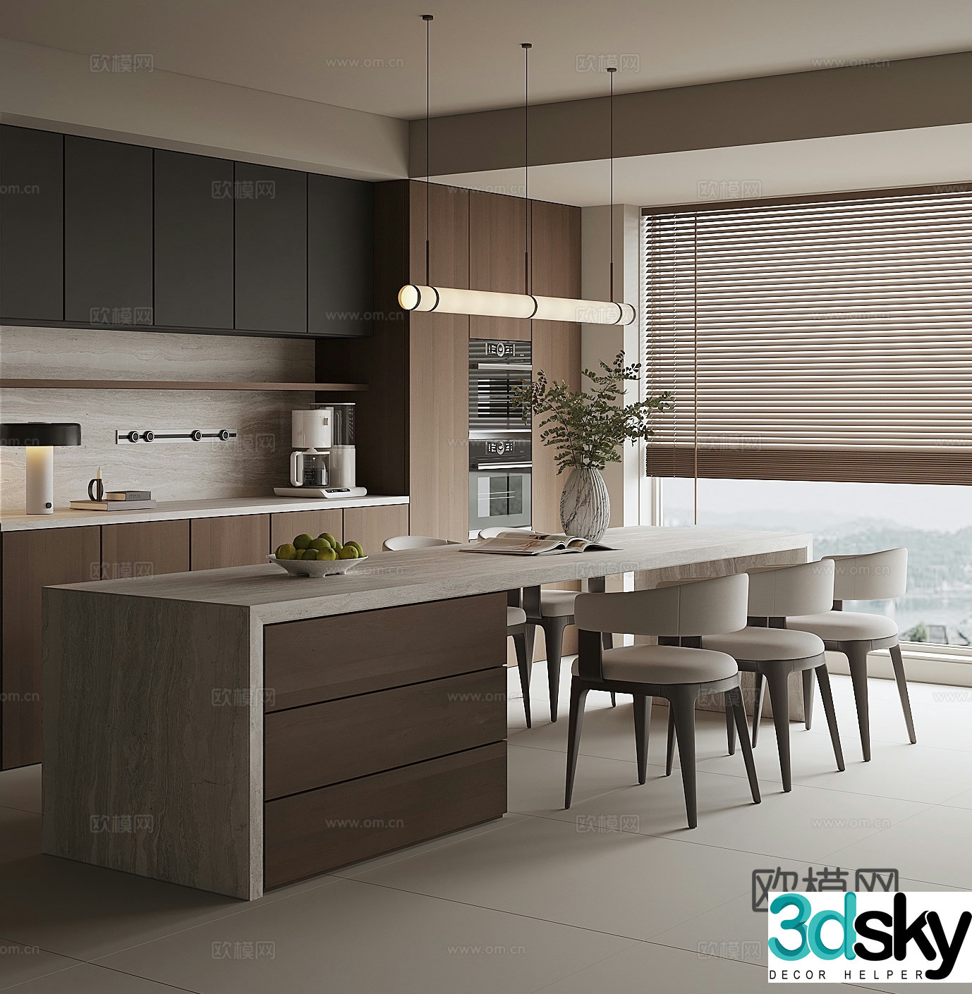 Modern island restaurant 3d model