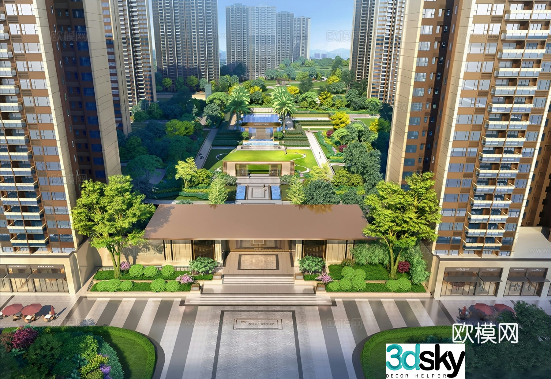 Modern residential landscape courtyard community landscape 3D model