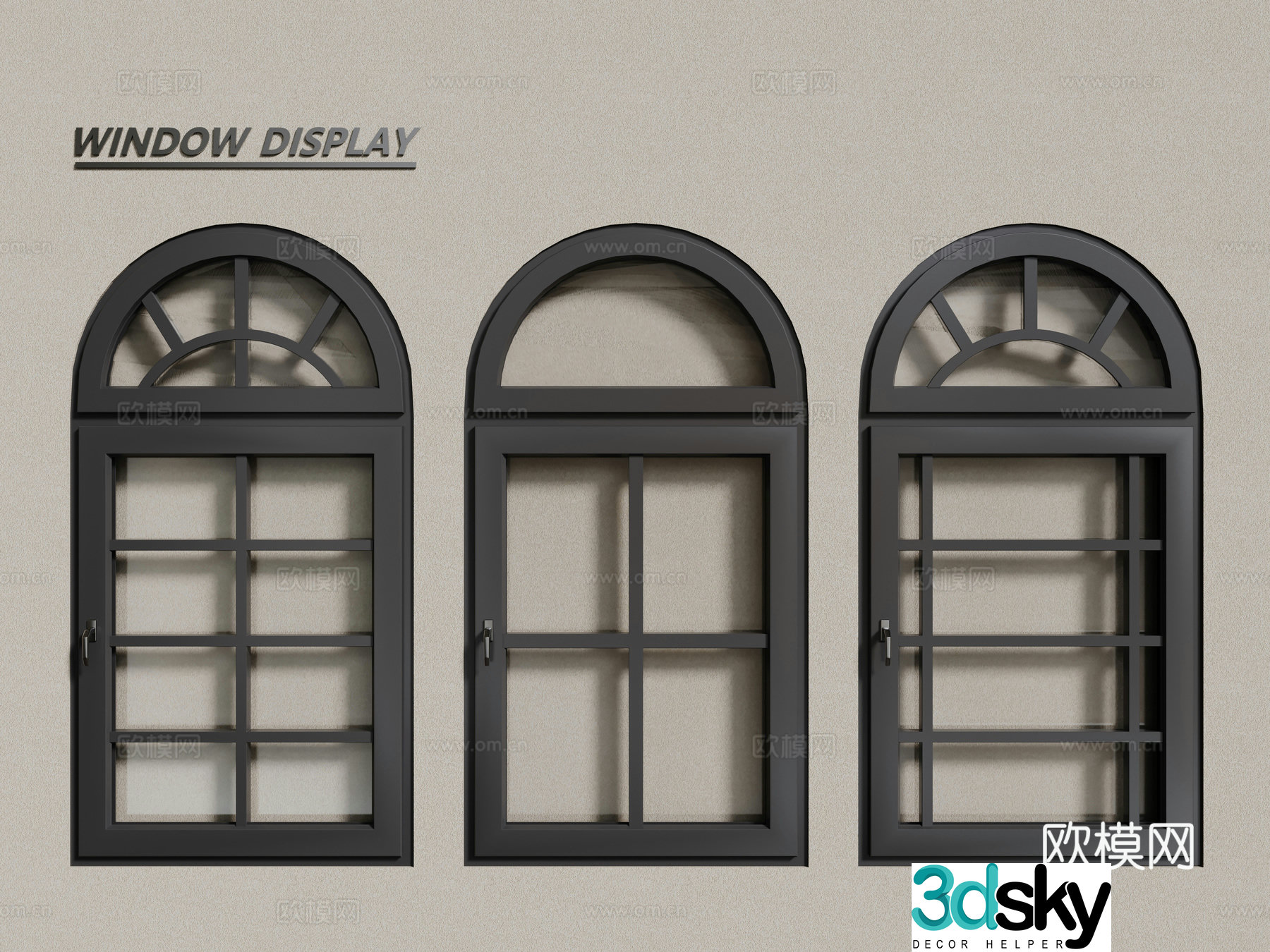 European style windows curved windows floor-to-ceiling windows 3d model