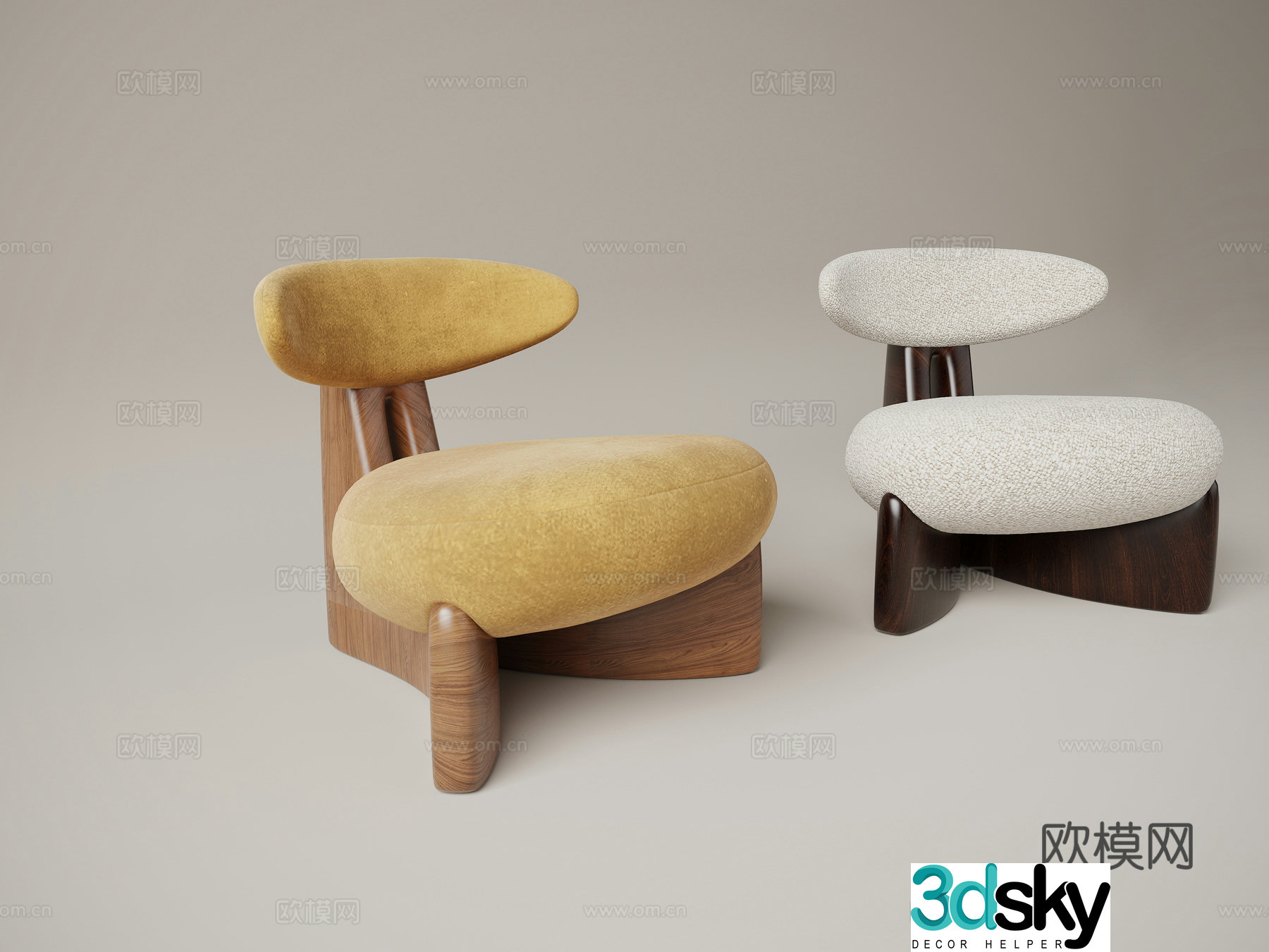 Medieval style leisure chair single chair chair 3d model
