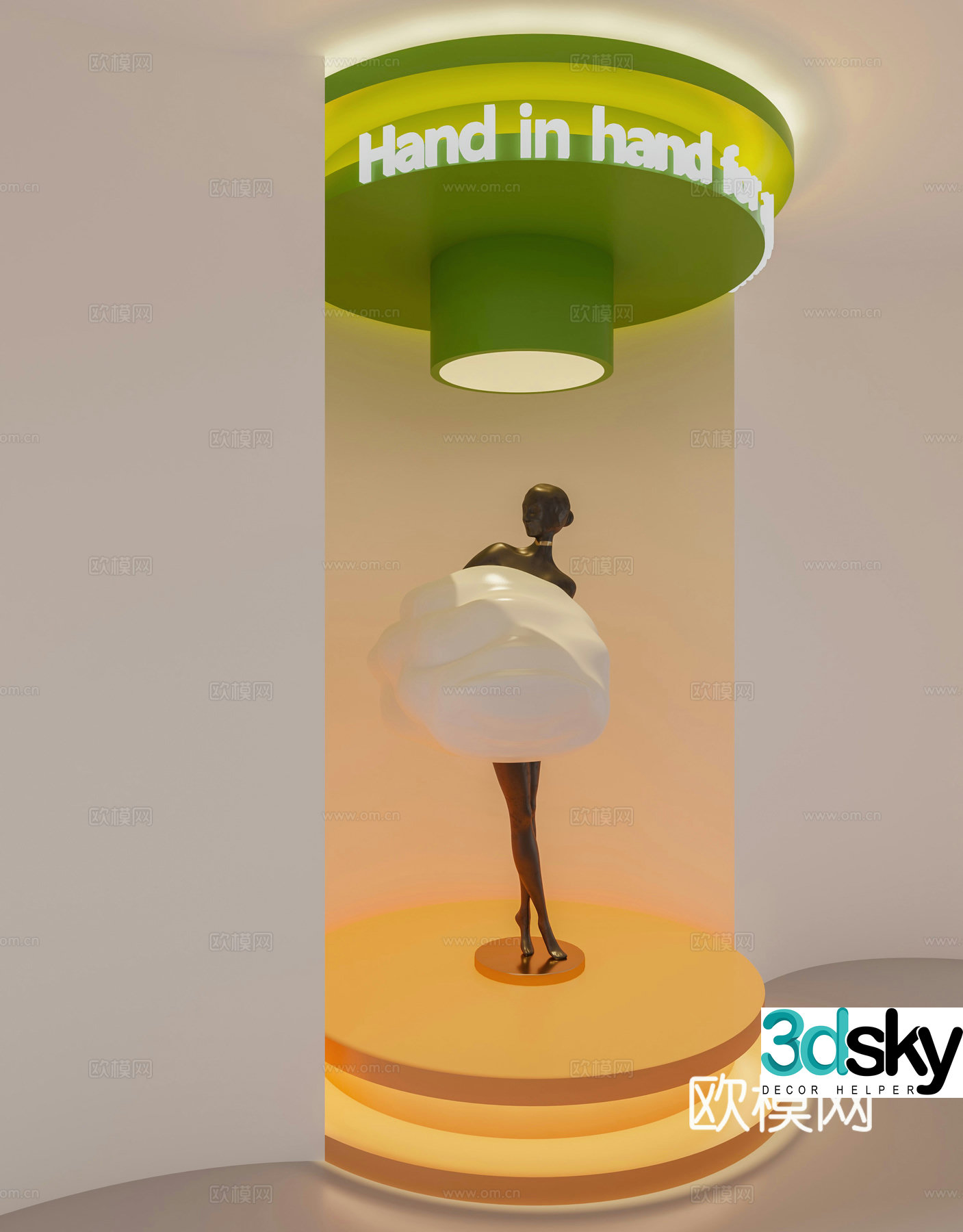 Human Sculpture Ballet Dance Hand in Hand for Life Small Stage Device 3D Model