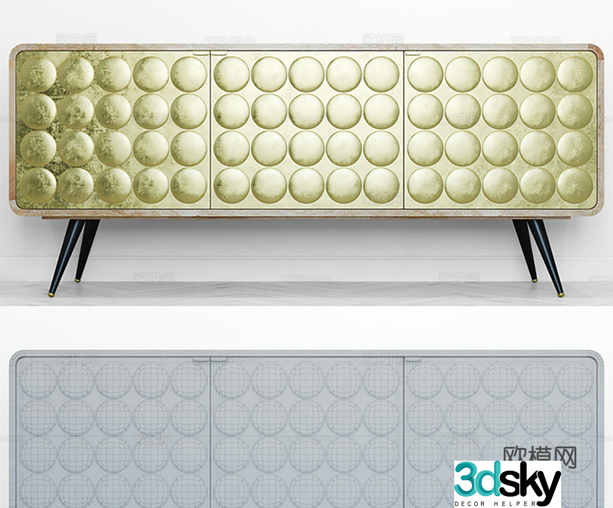 Italian light luxury TV cabinet 3D model