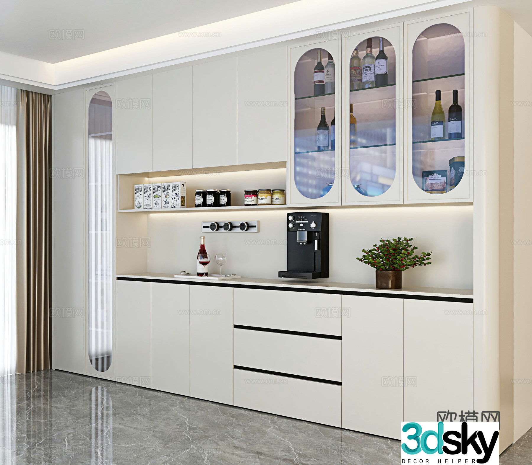 Modern sideboard wine cabinet 3d model