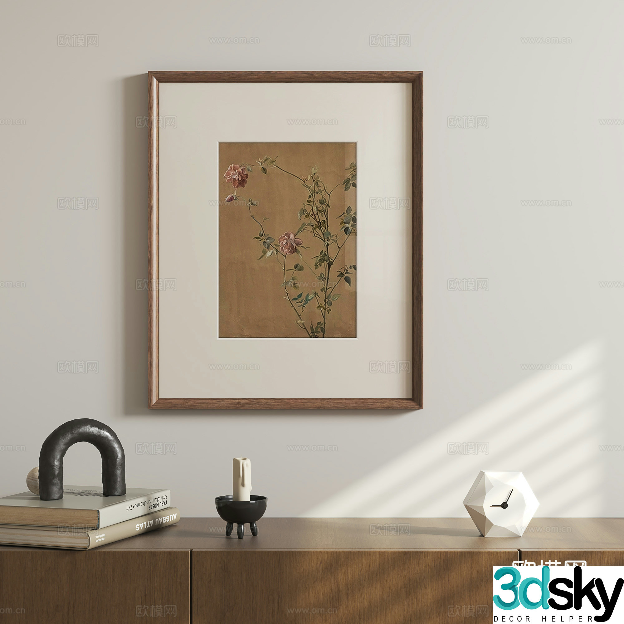 Nordic retro hanging painting flower painting 3d model