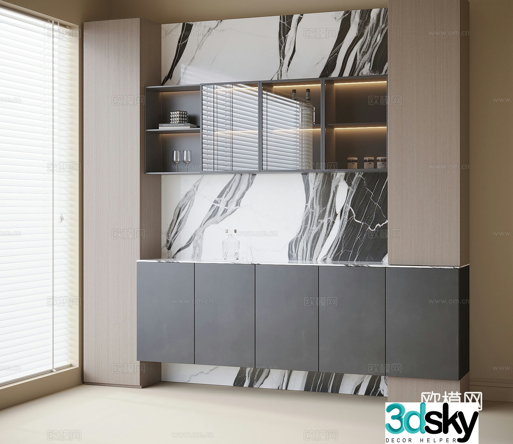 Modern sideboard wine cabinet 3d model