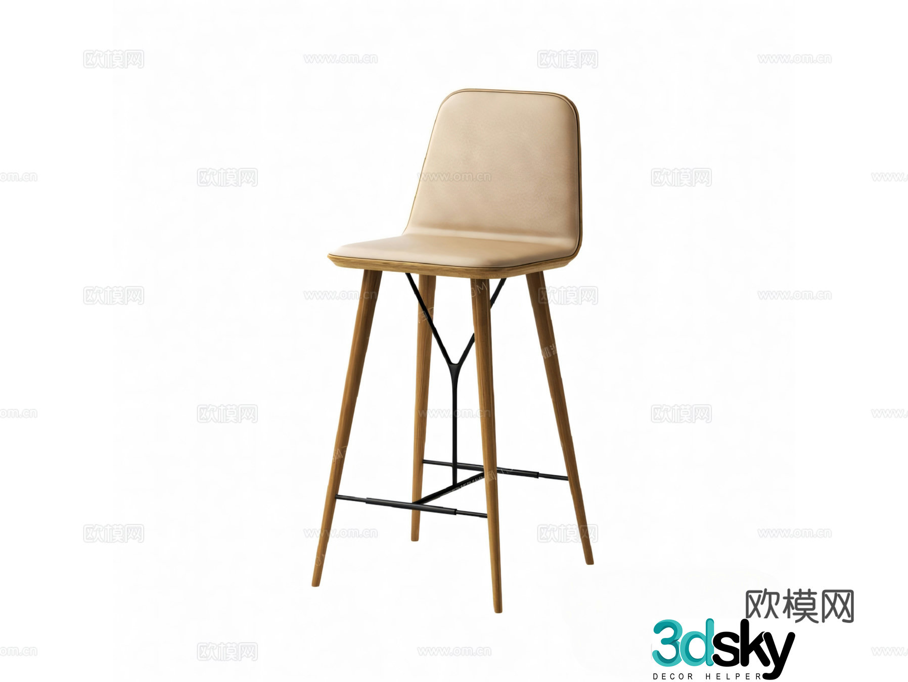 Cream style bar stool bar stool bar stool 3d model