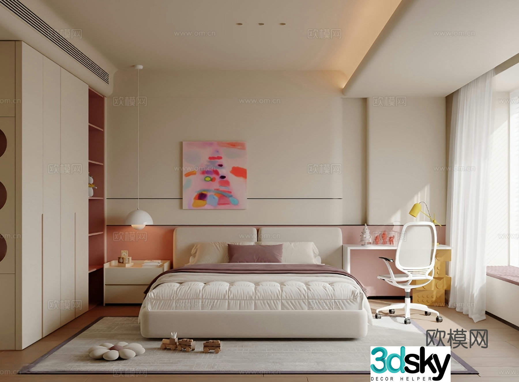 Cream style bedroom master bedroom 3d model