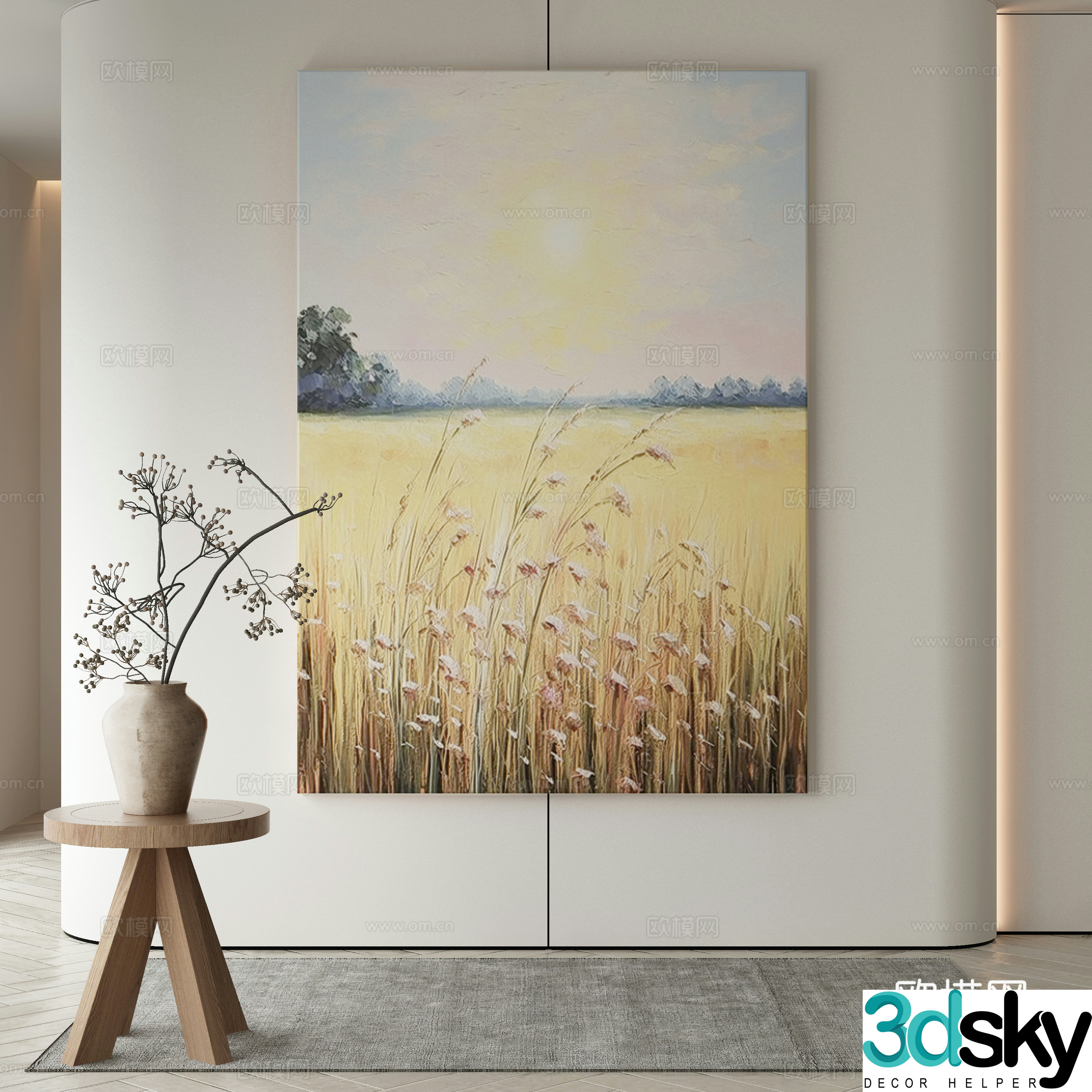 Modern decorative painting grain hanging painting oil painting 3d model