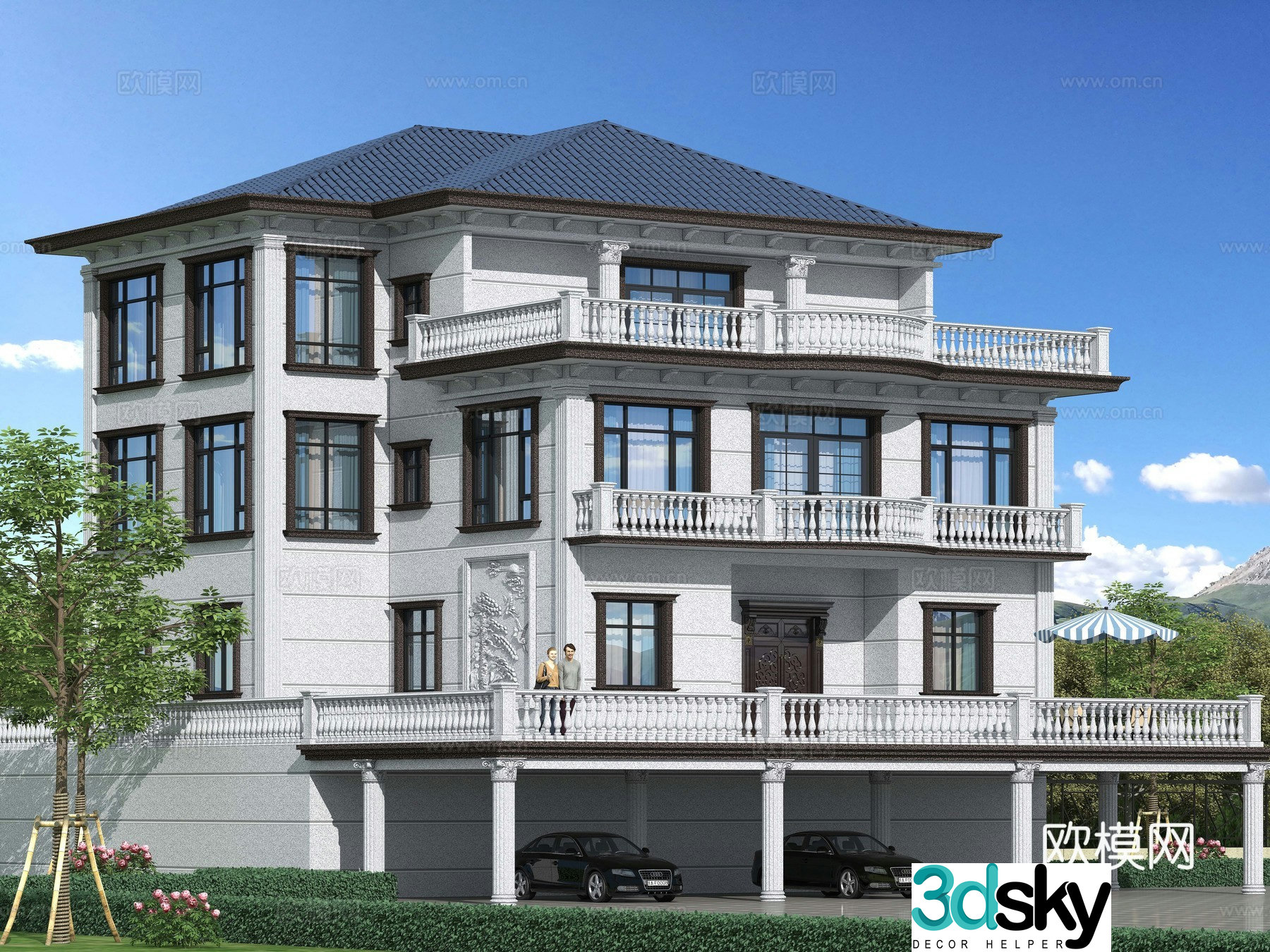 Simple European single-family villa appearance 3D model