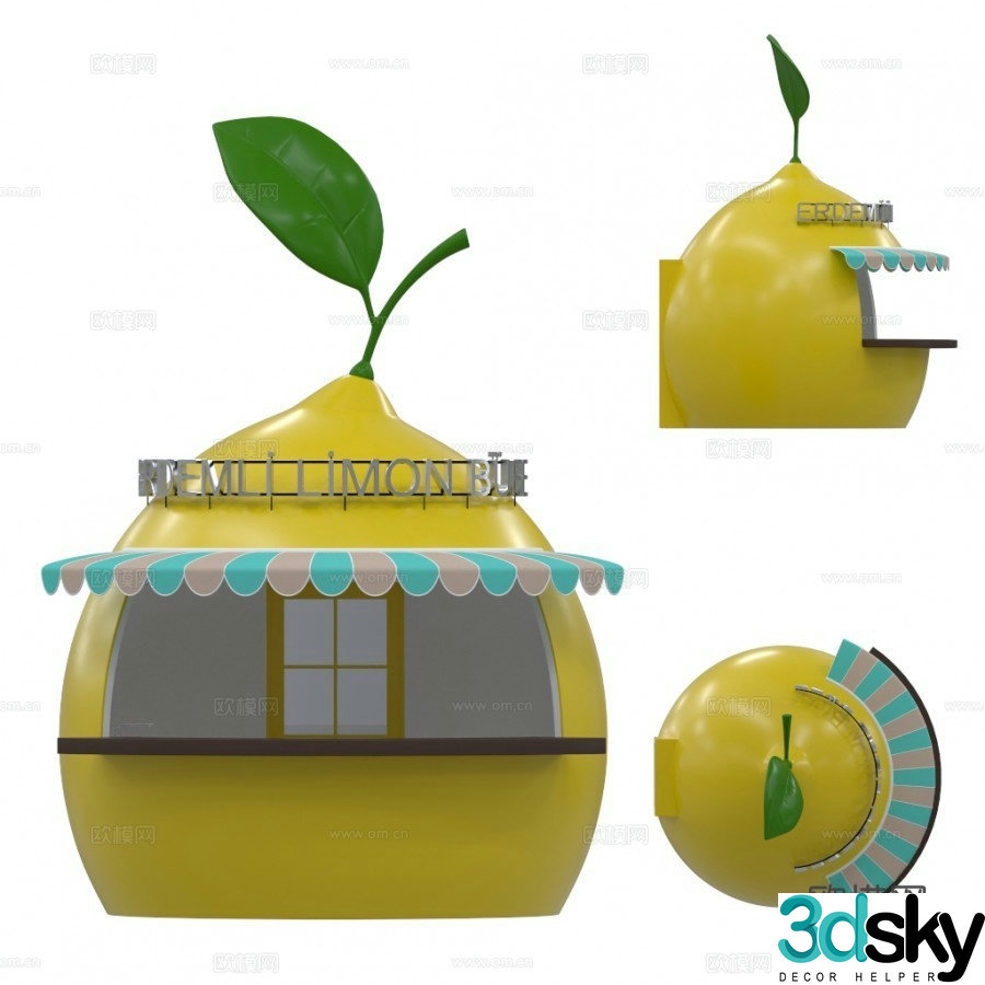 Pear Shape Takeaway Shop Sales Hall 3D Model