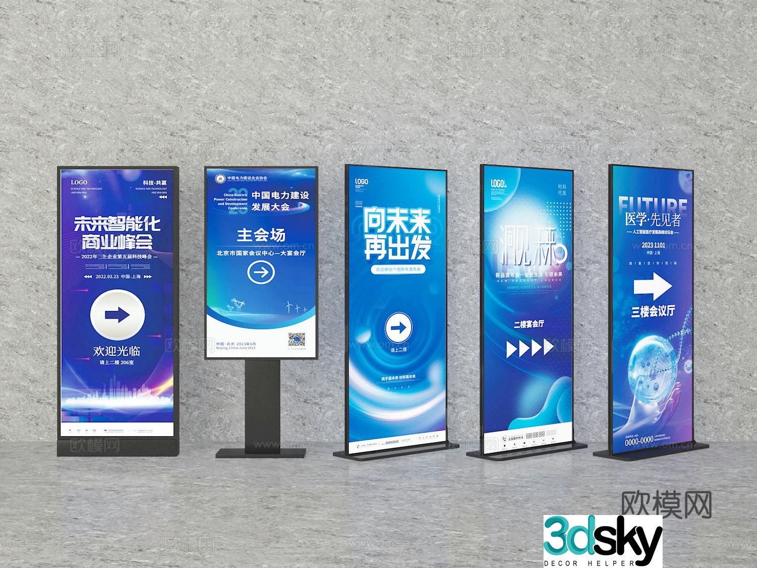poster stand billboard poster wall poster board 3d model
