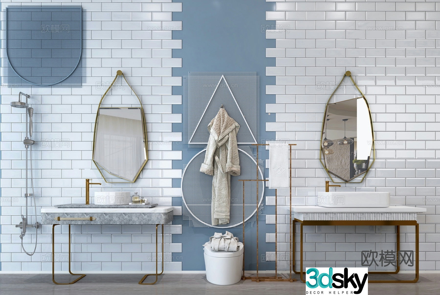 Neoclassical bathroom accessories sink 3D model