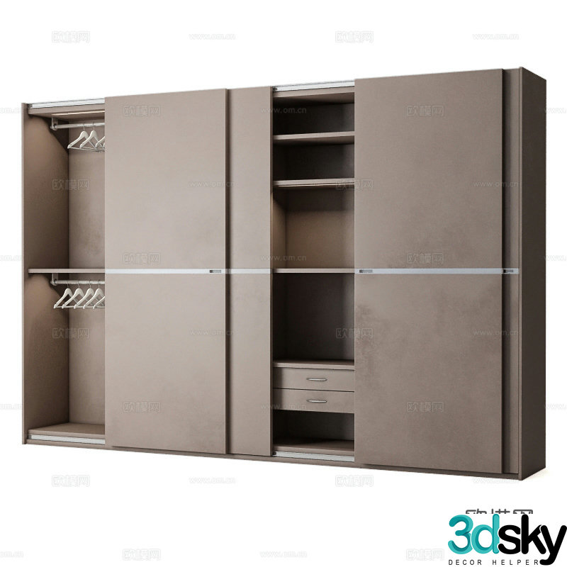 Modern sliding door wardrobe finished cabinet 3d model
