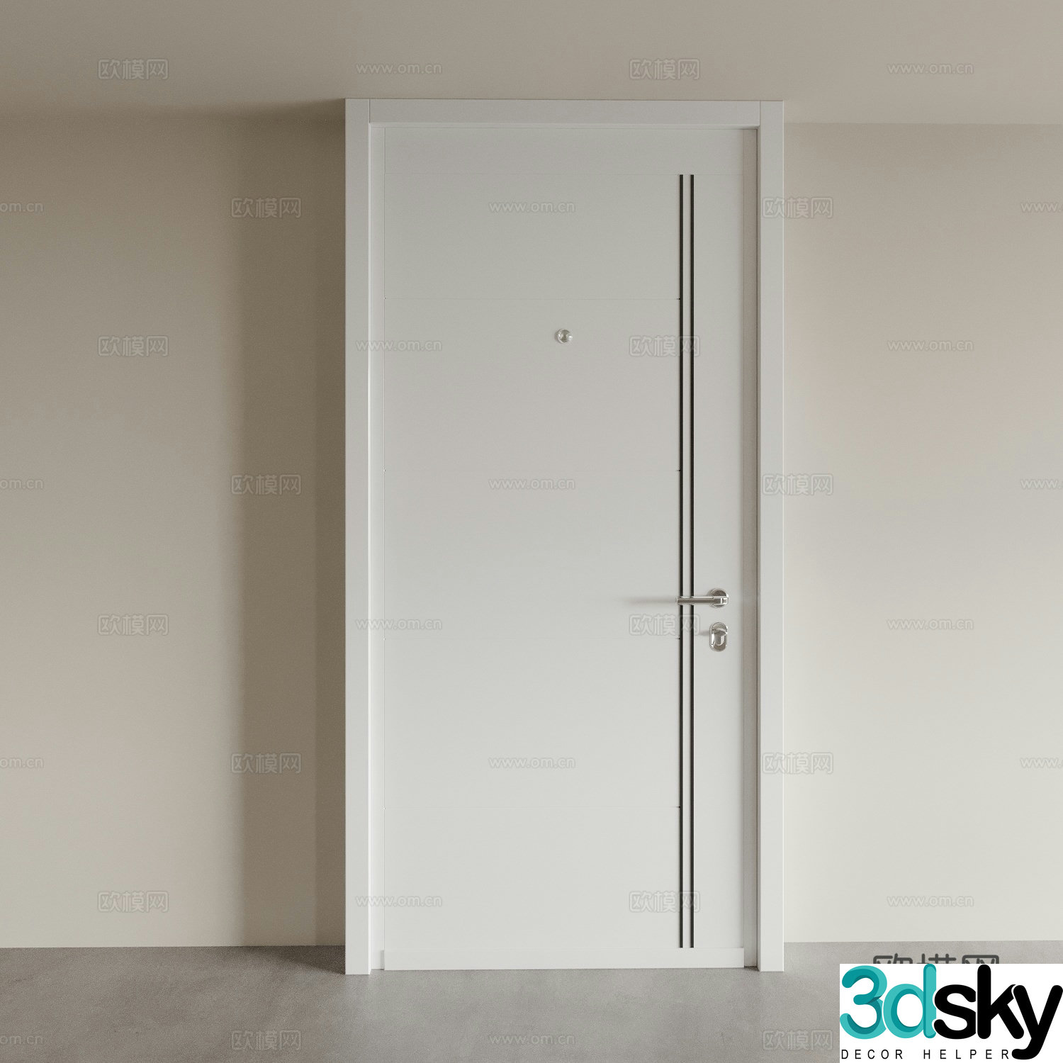 Modern interior door single door swing door door 3d model