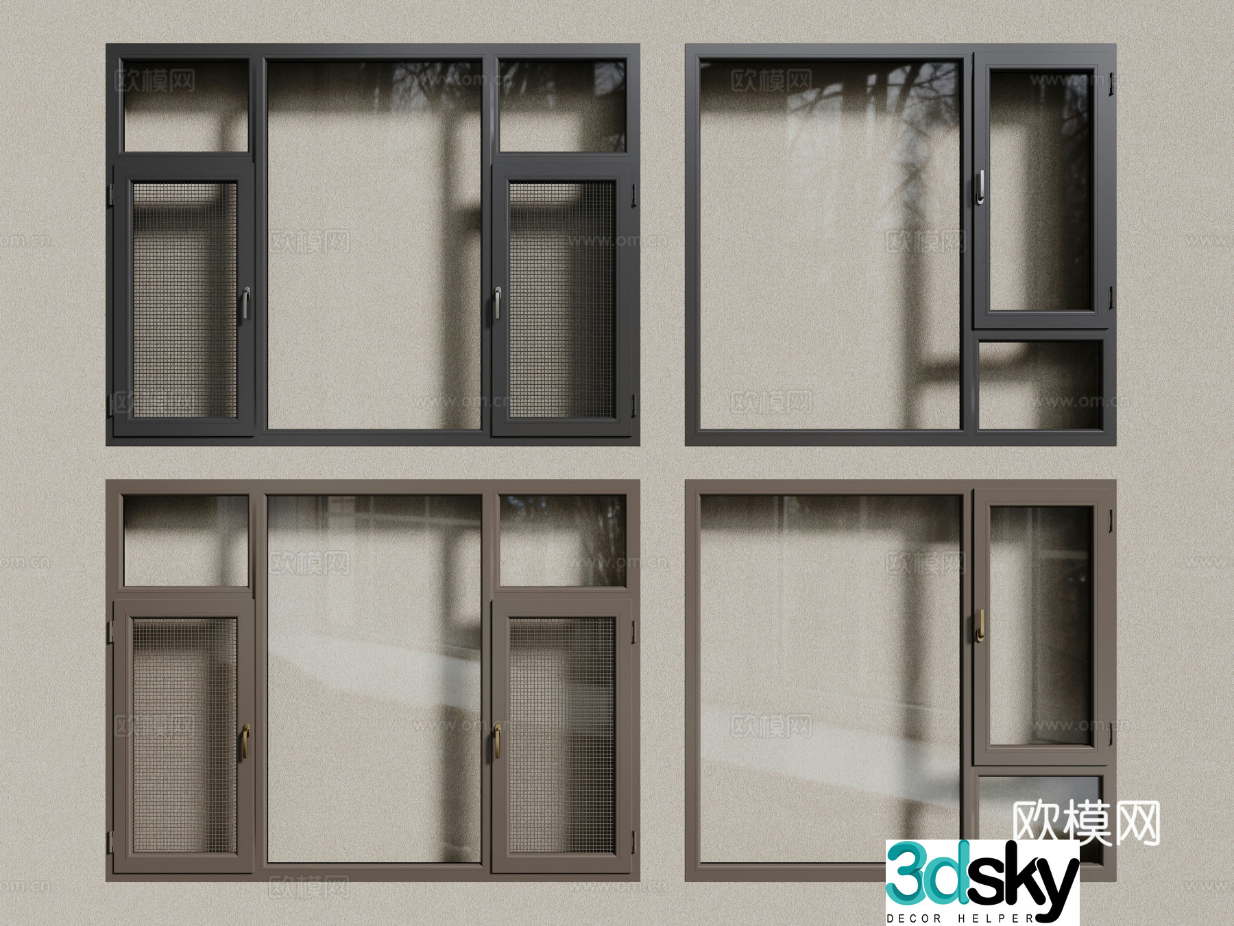 Aluminum alloy windows casement windows floor-to-ceiling windows 3d model