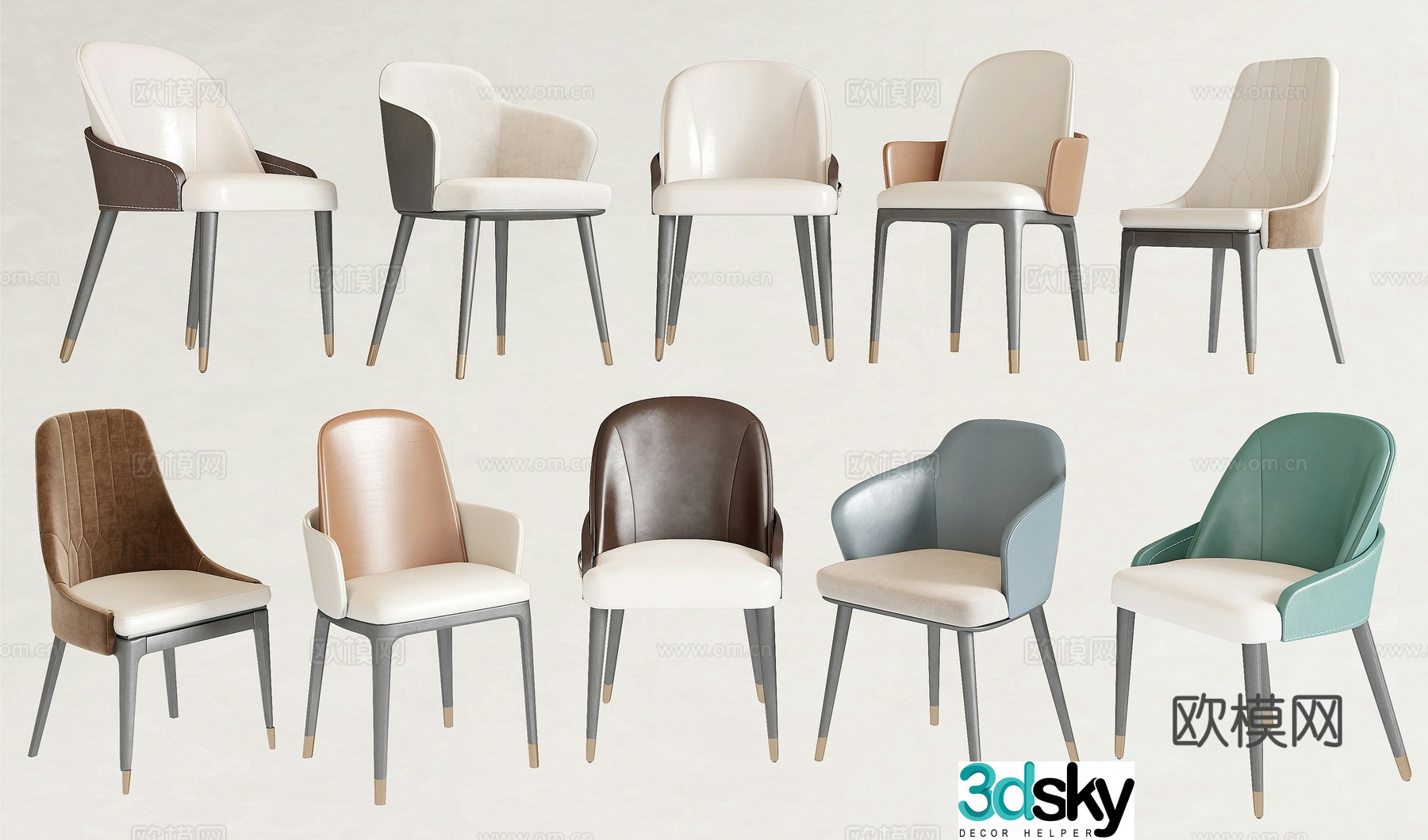 Modern single chair chair dining chair 3d model
