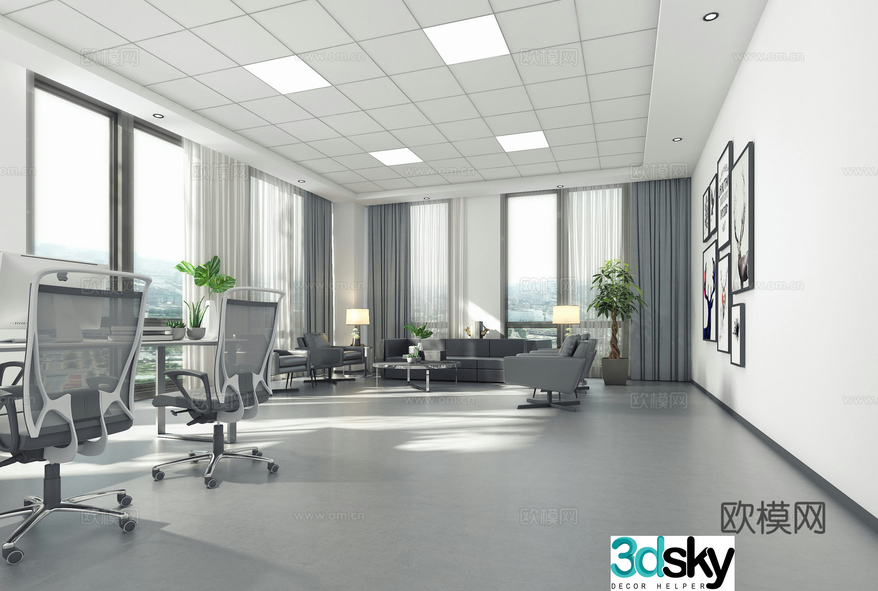 Public office area office 3d model