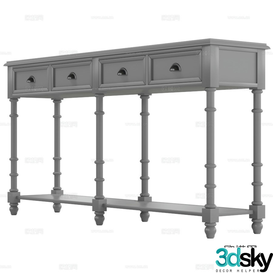 Simple European end view platform entrance cabinet 3D model