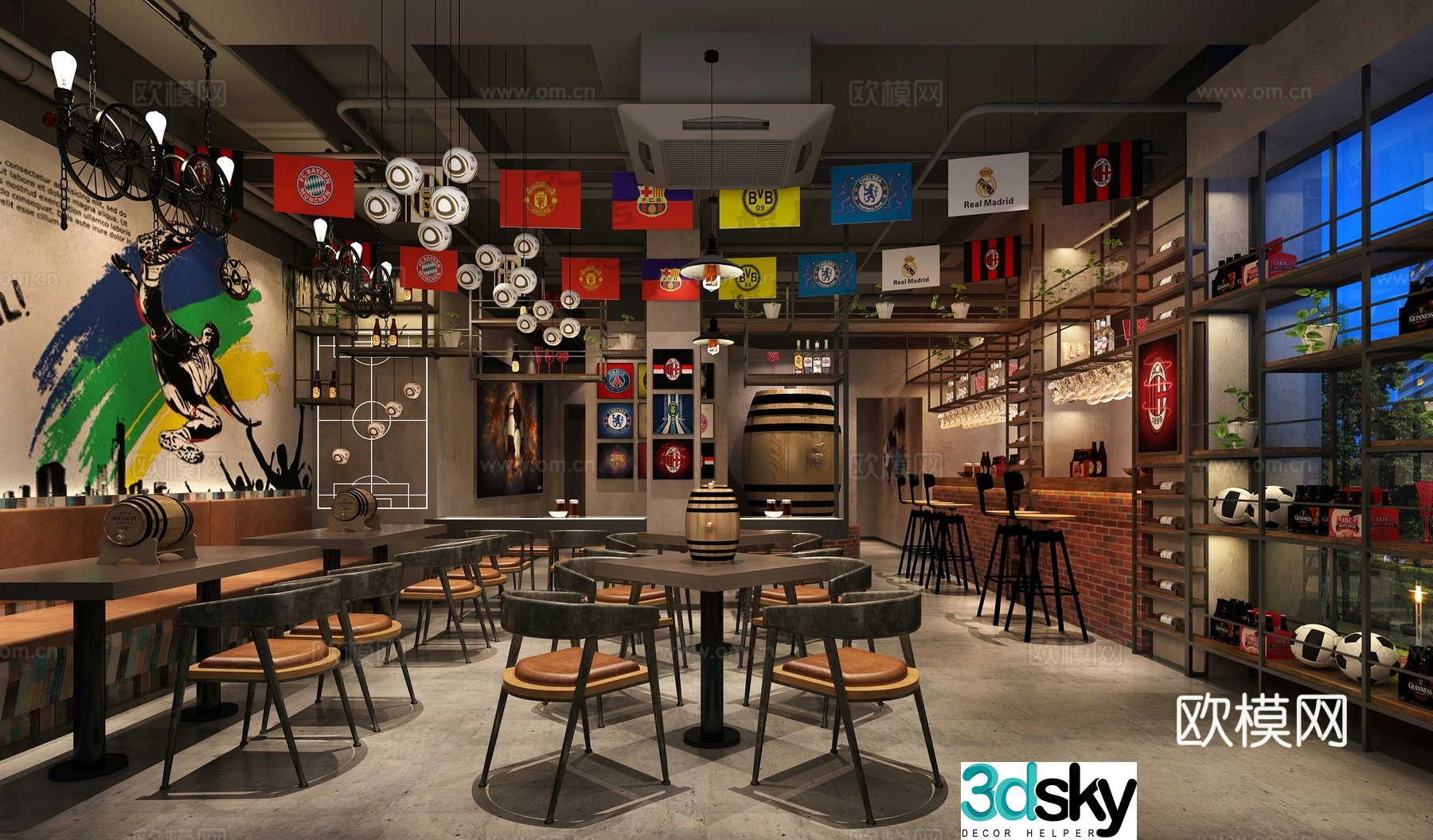 Industrial style beer bar clear bar 3d model