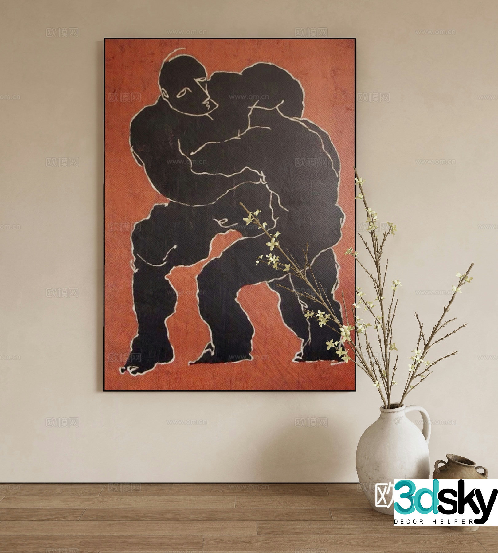 Modern decorative painting abstract hanging painting sumo painting 3d model