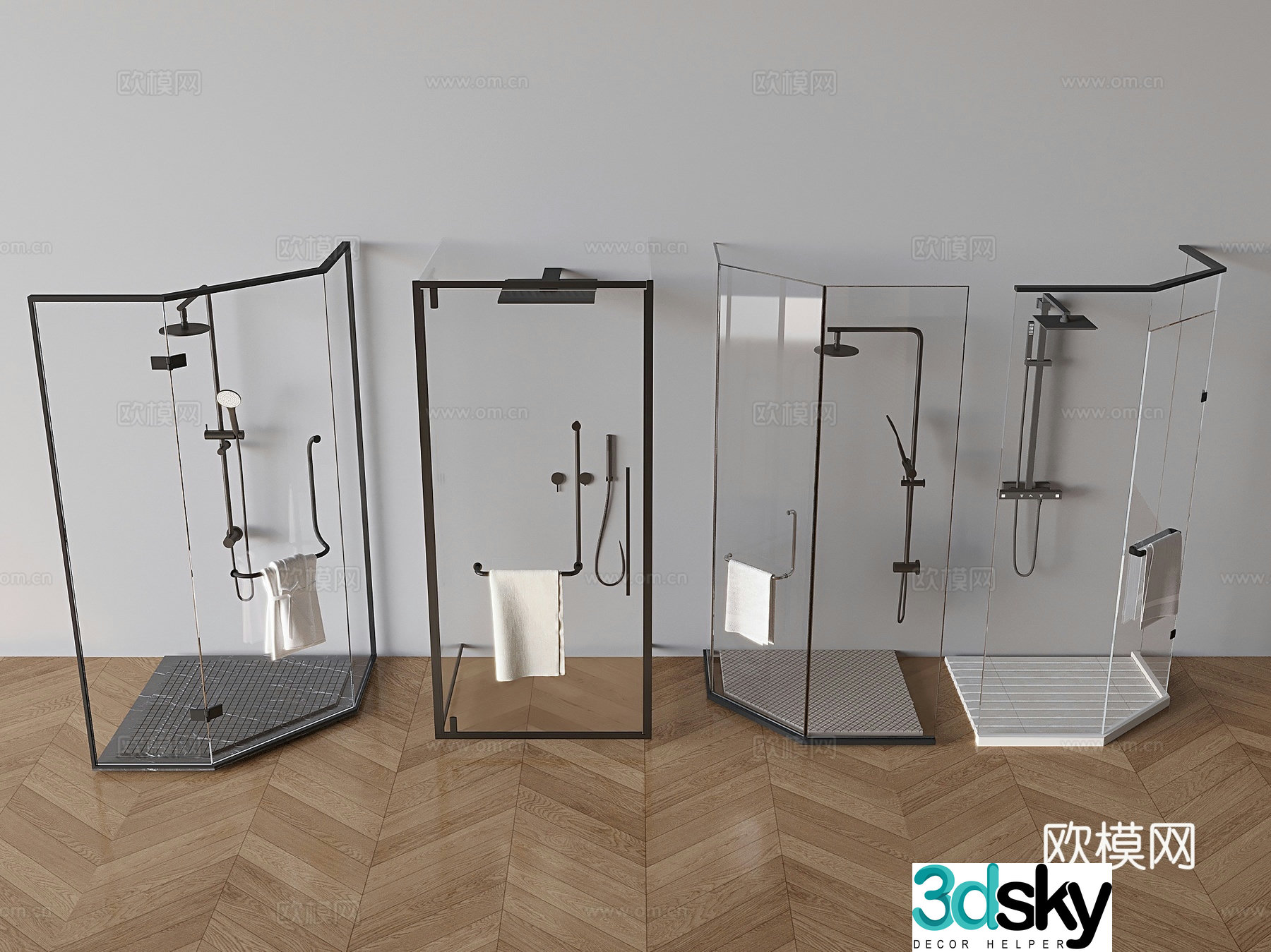 Glass shower room shower room 3d model