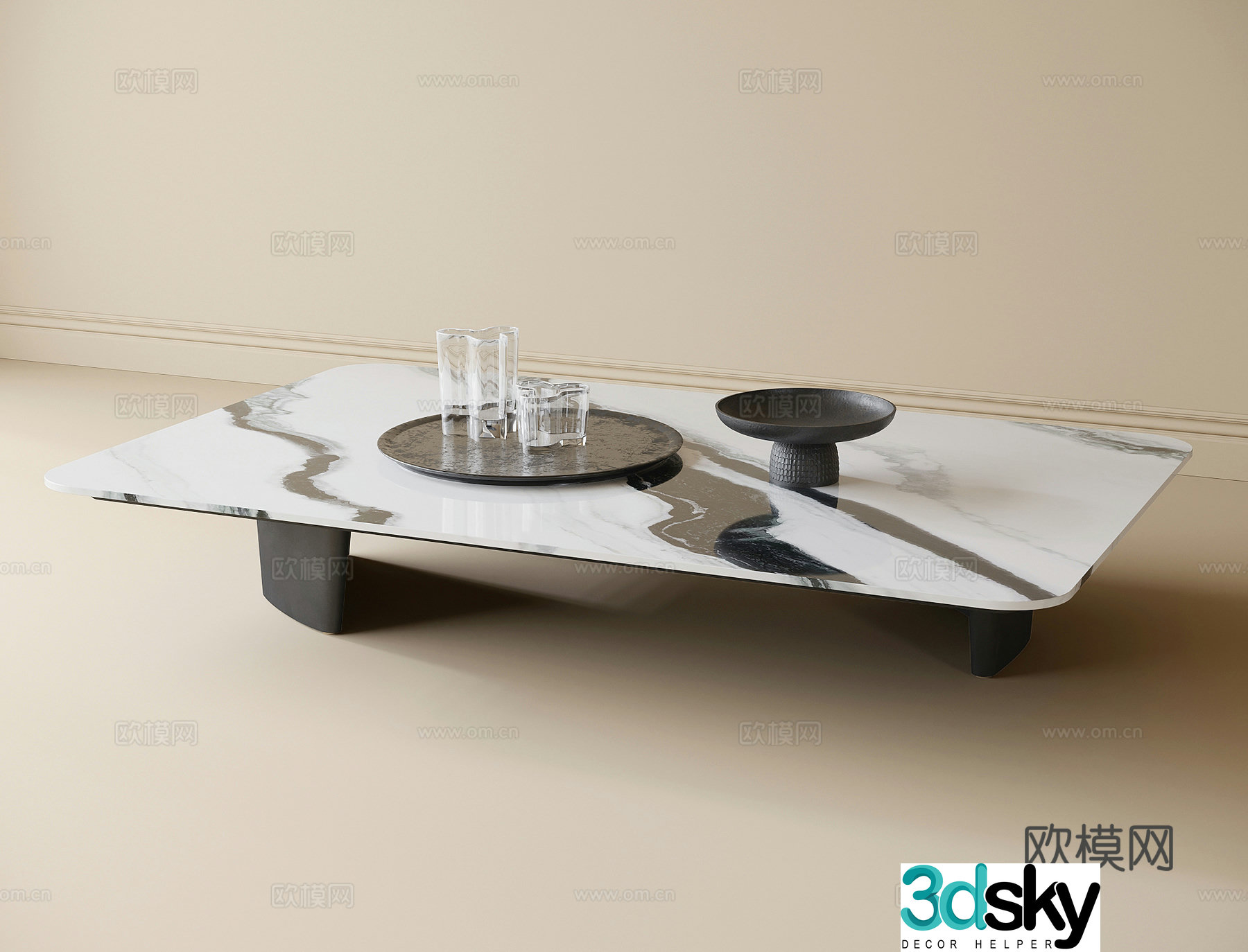 Modern marble coffee table 3d model